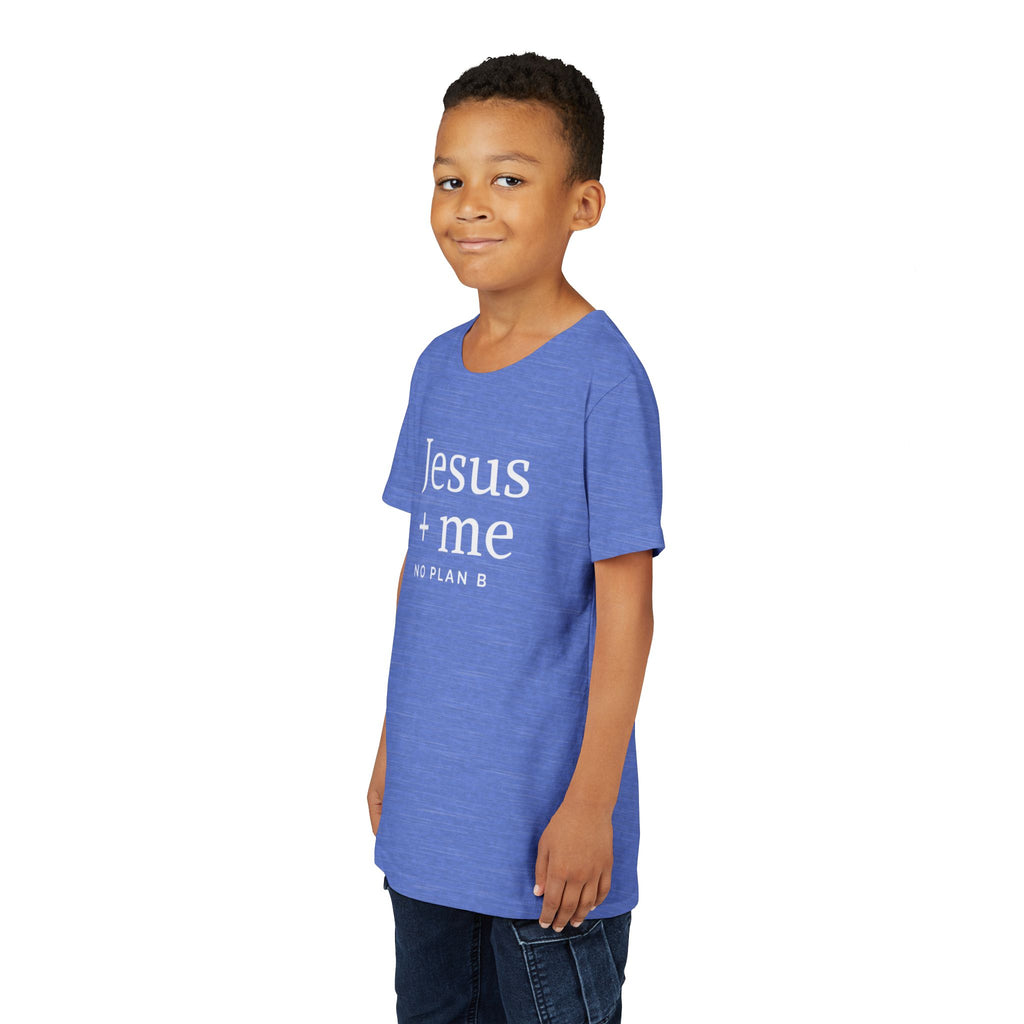 Kids Tee — "Jesus + Me No Plan B" Christian Graphic Shirt