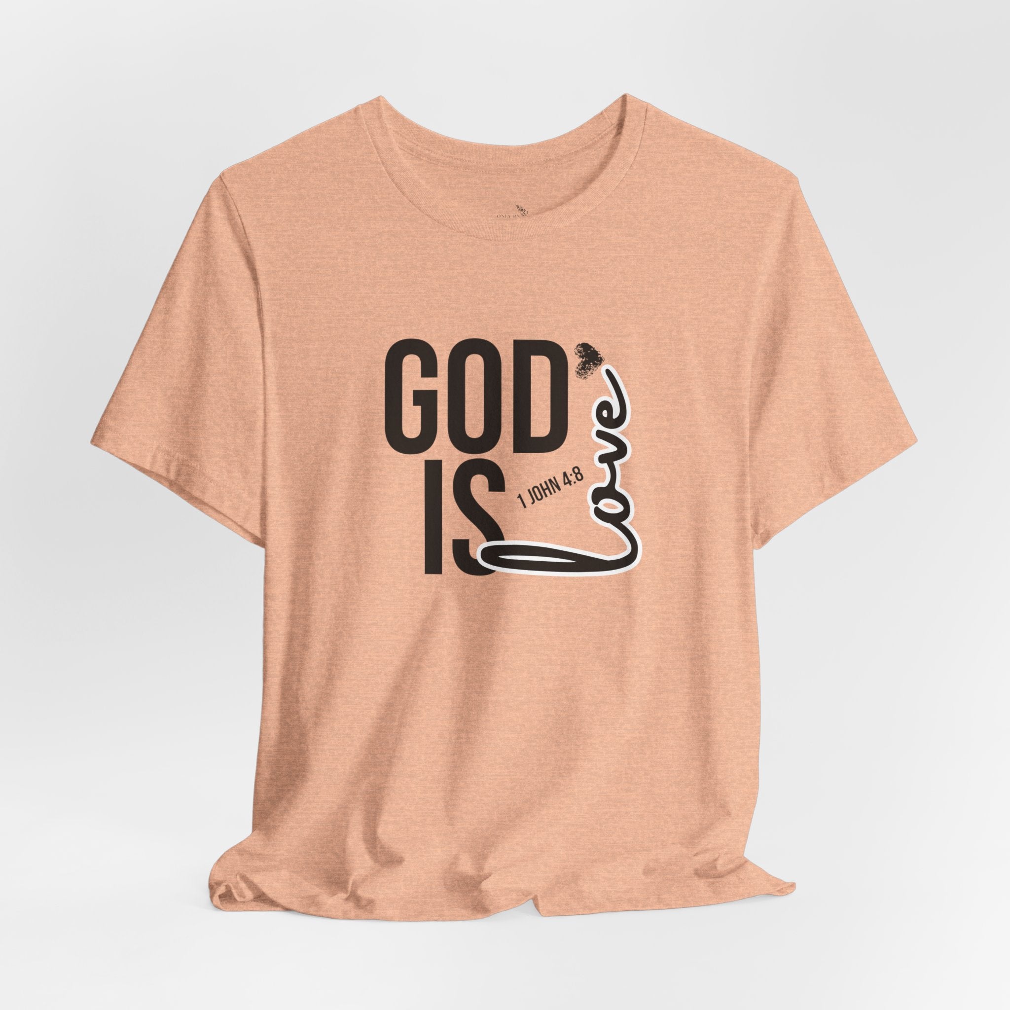 God Is Love T‑Shirt — Christian Faith Tee with Script Heart Design