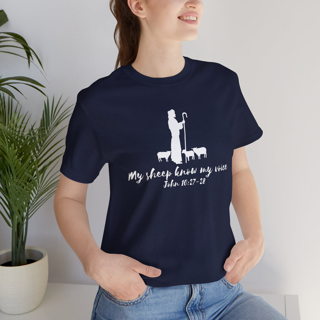 My Sheep Know My Voice shepherd silhouette T-Shirt | John 10:27 scripture