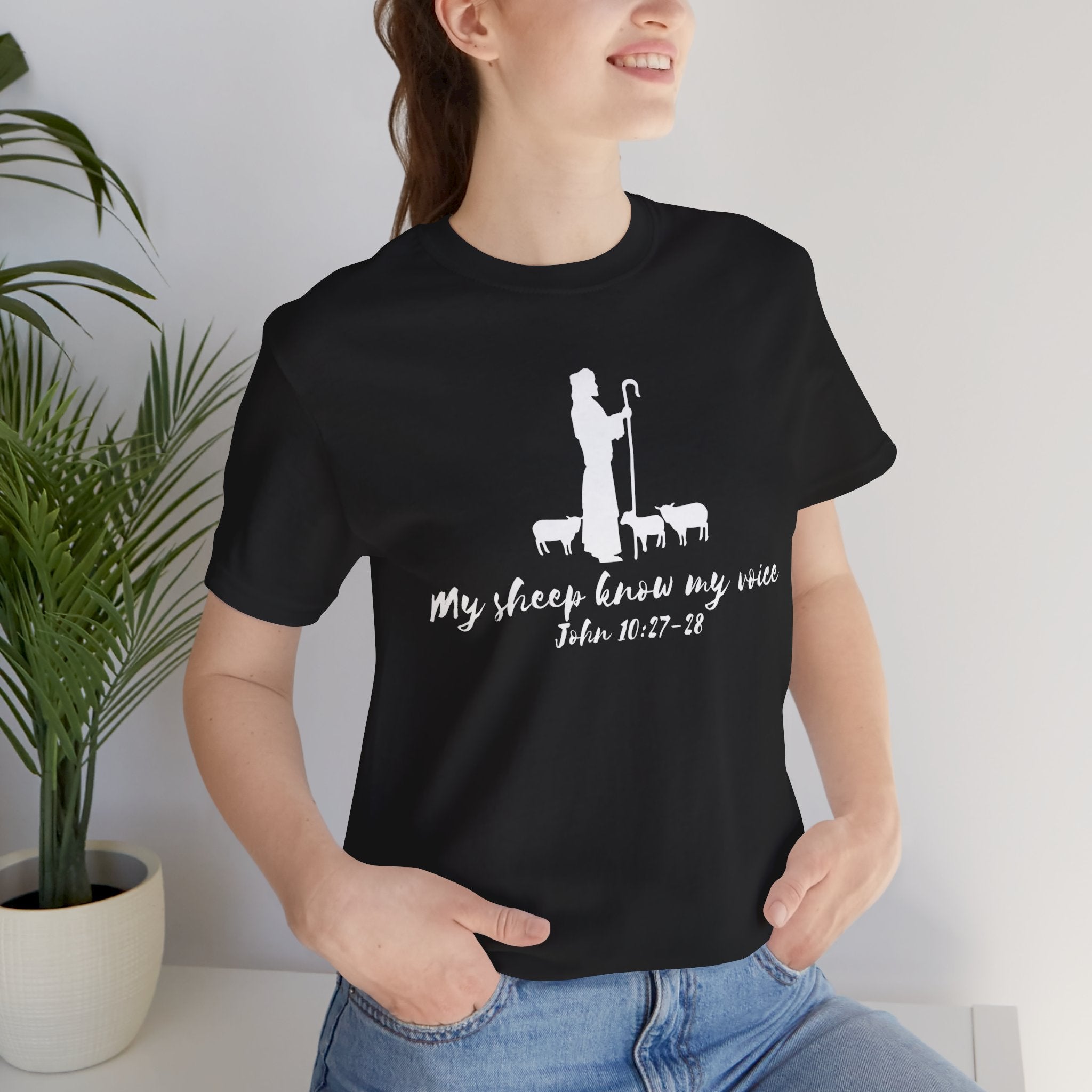 My Sheep Know My Voice shepherd silhouette T-Shirt | John 10:27 scripture