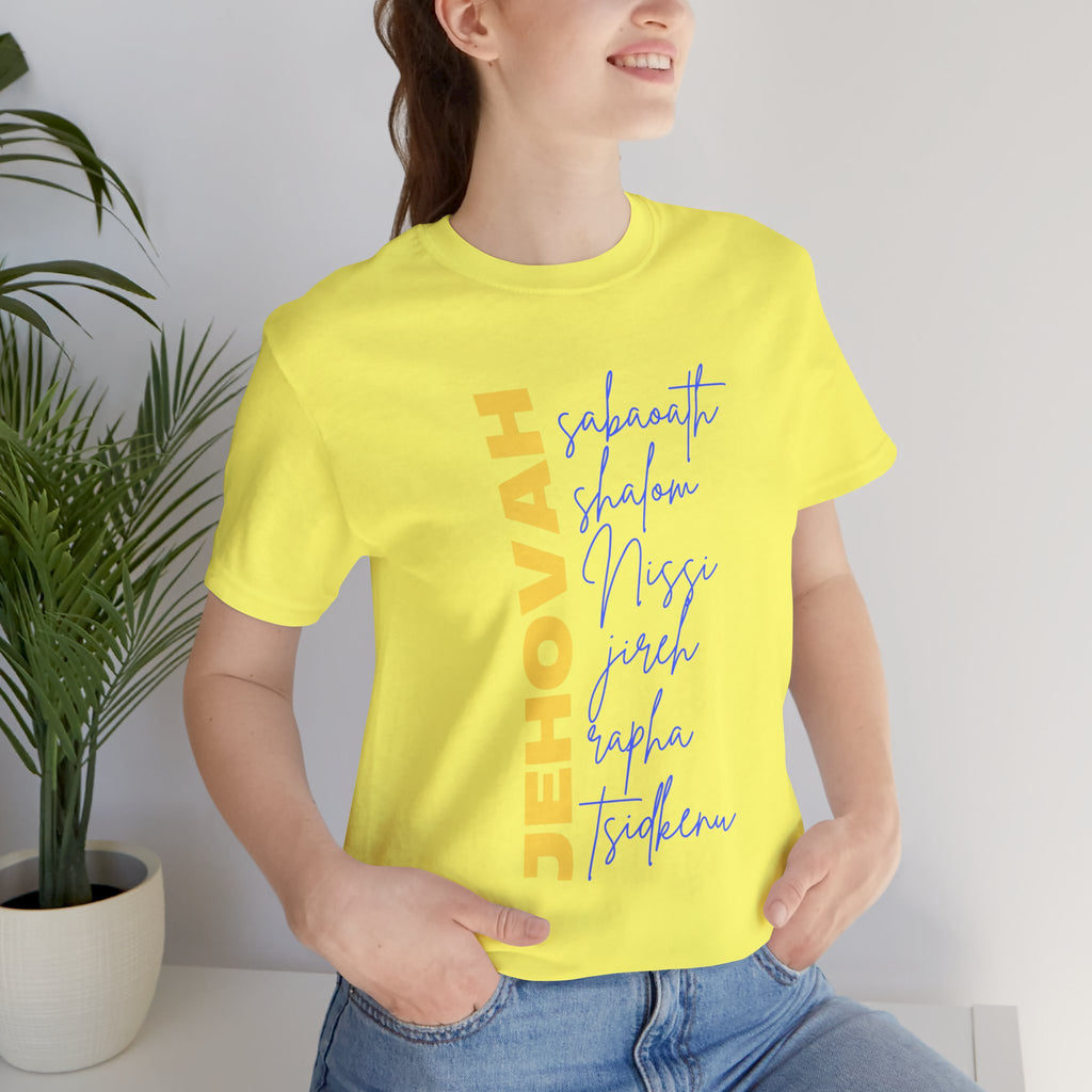 Jehovah Vertical Script T-Shirt | Faith Typography Christian Tee