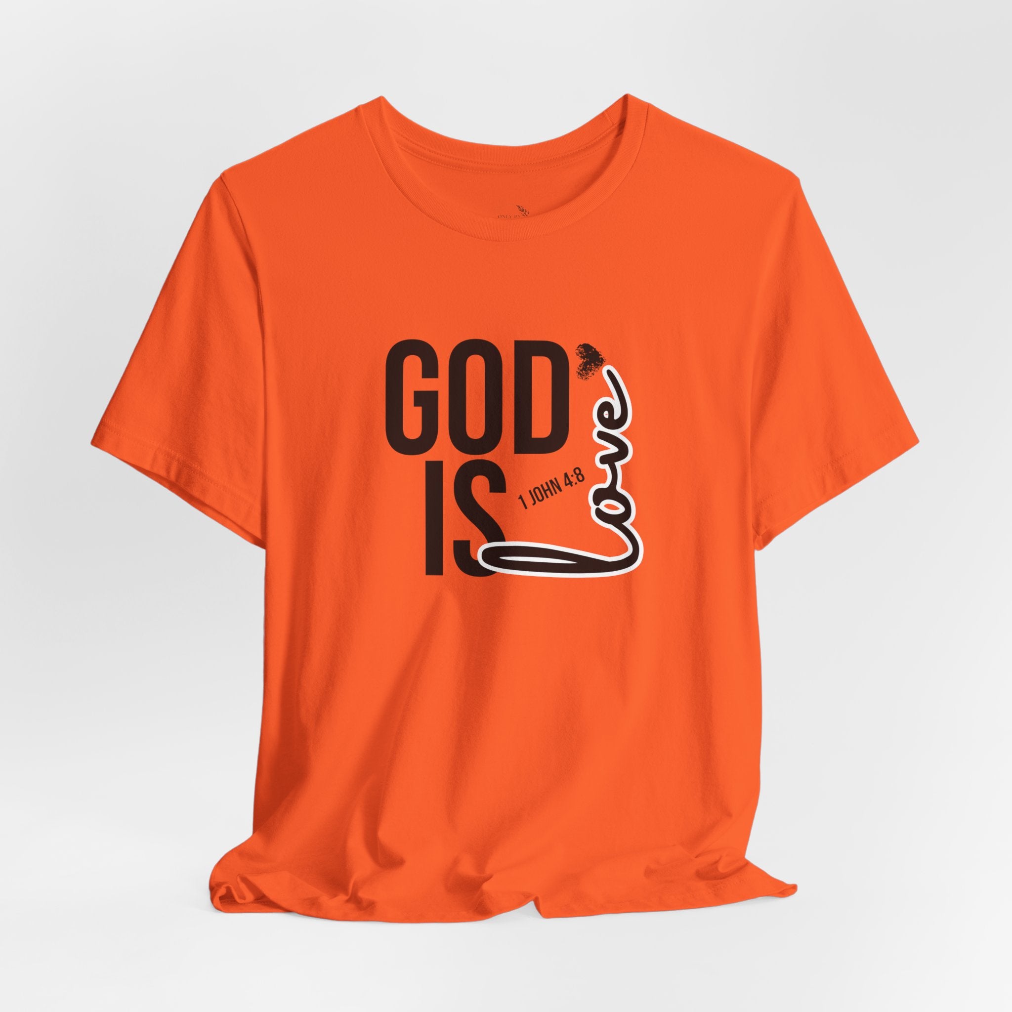 God Is Love T‑Shirt — Christian Faith Tee with Script Heart Design