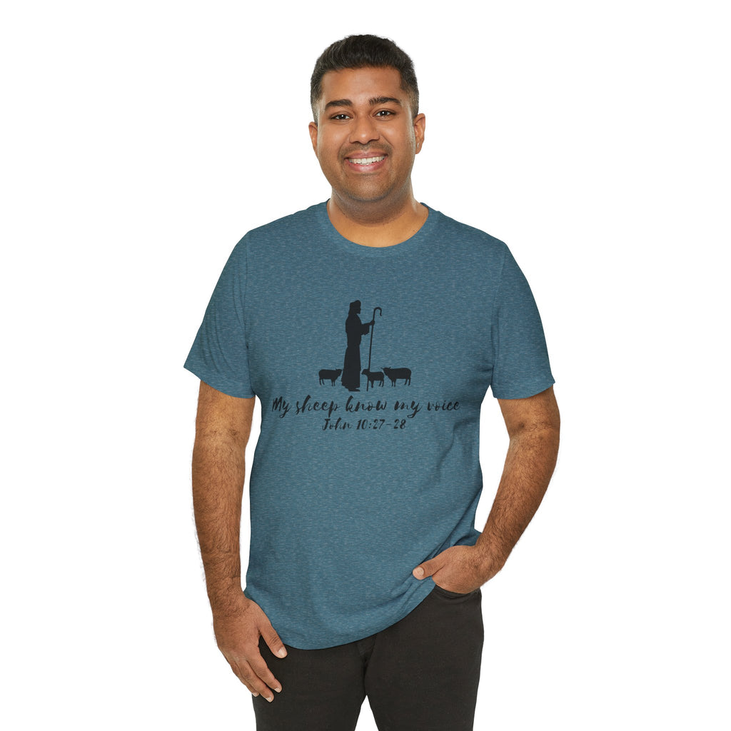 My Sheep Know My Voice shepherd silhouette T-Shirt | John 10:27 scripture