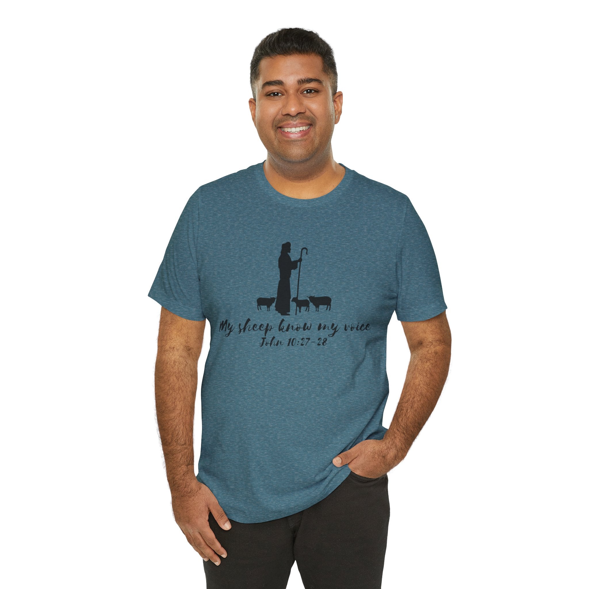 My Sheep Know My Voice shepherd silhouette T-Shirt | John 10:27 scripture
