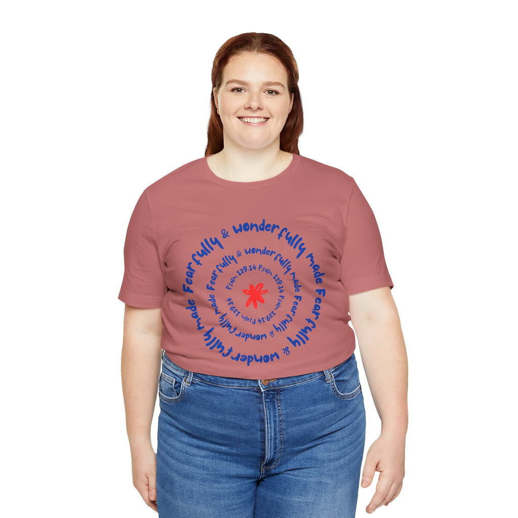 T-Shirt — 'Fearfully & Wonderfully Made' Spiral Design