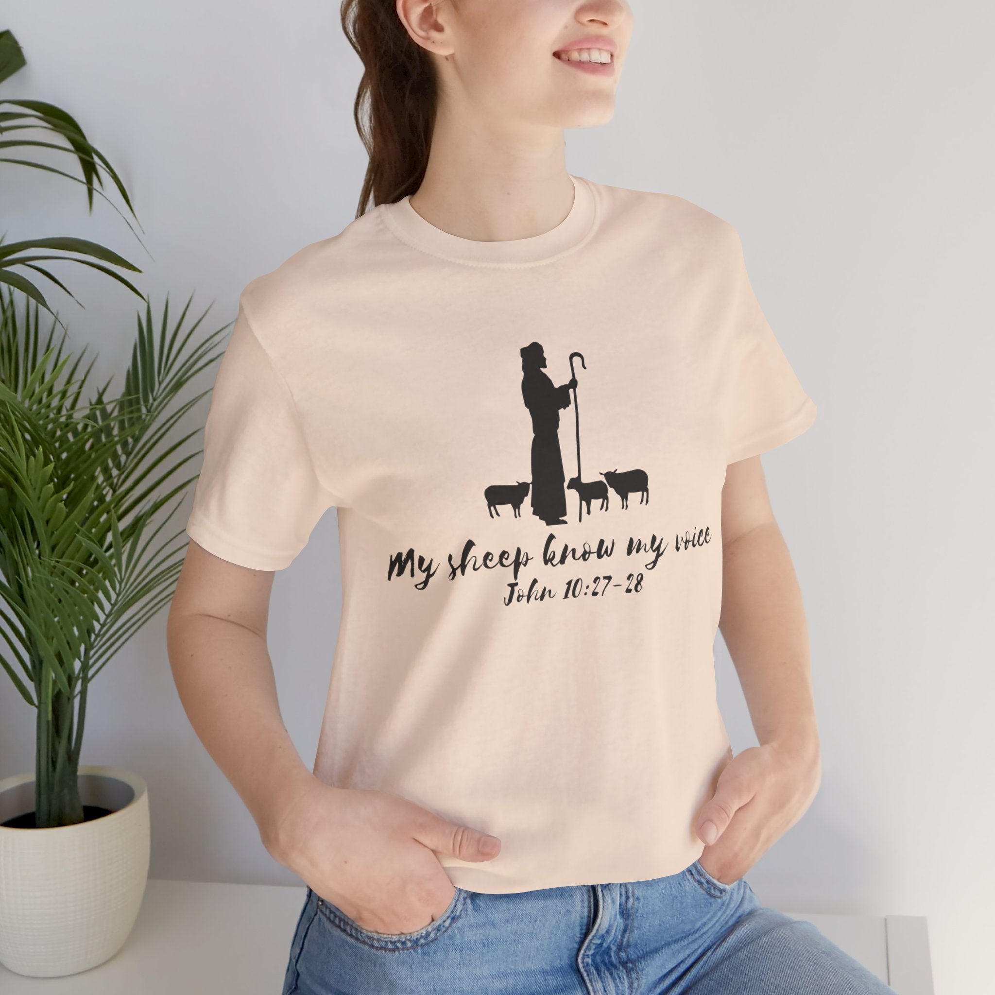 My Sheep Know My Voice shepherd silhouette T-Shirt | John 10:27 scripture
