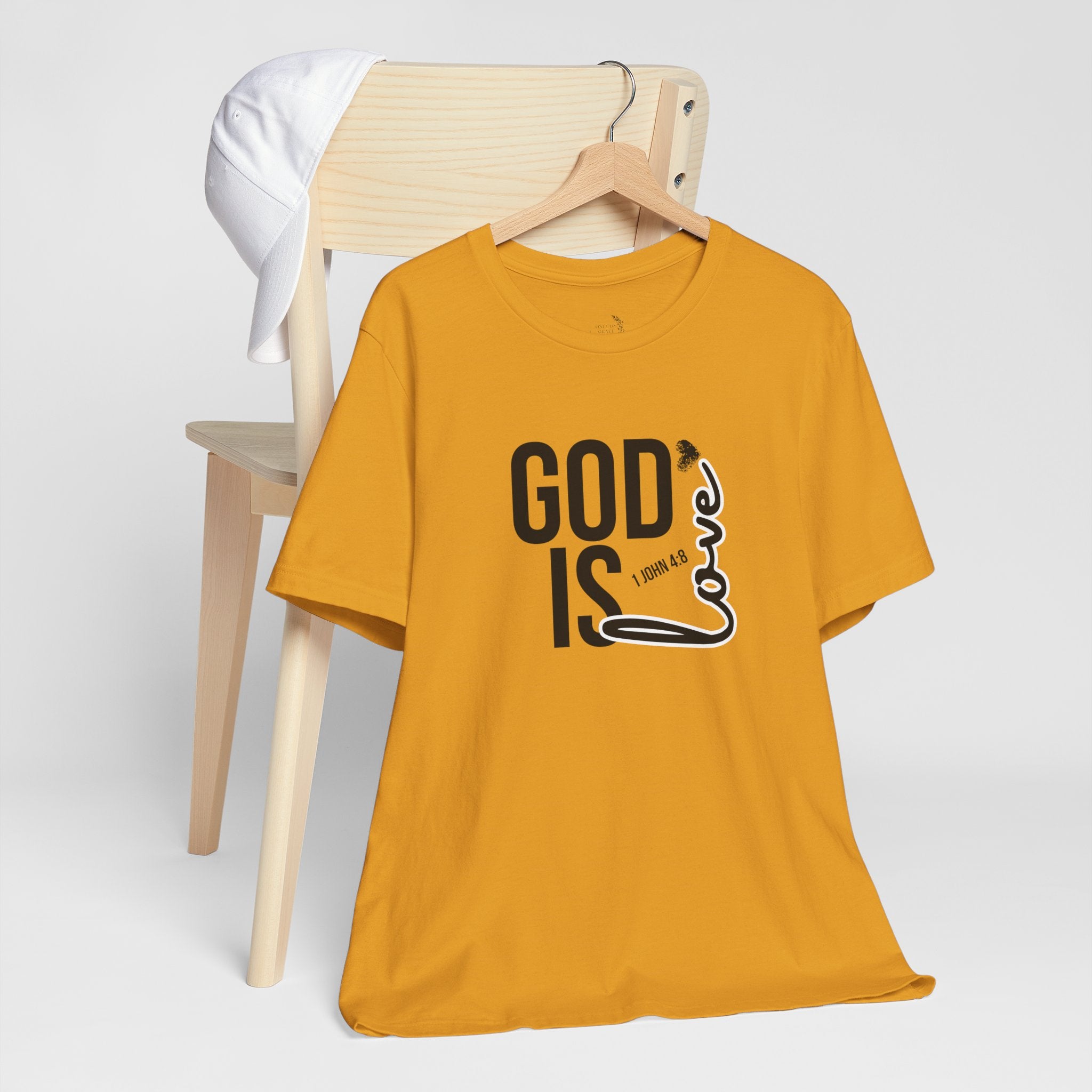 God Is Love T‑Shirt — Christian Faith Tee with Script Heart Design