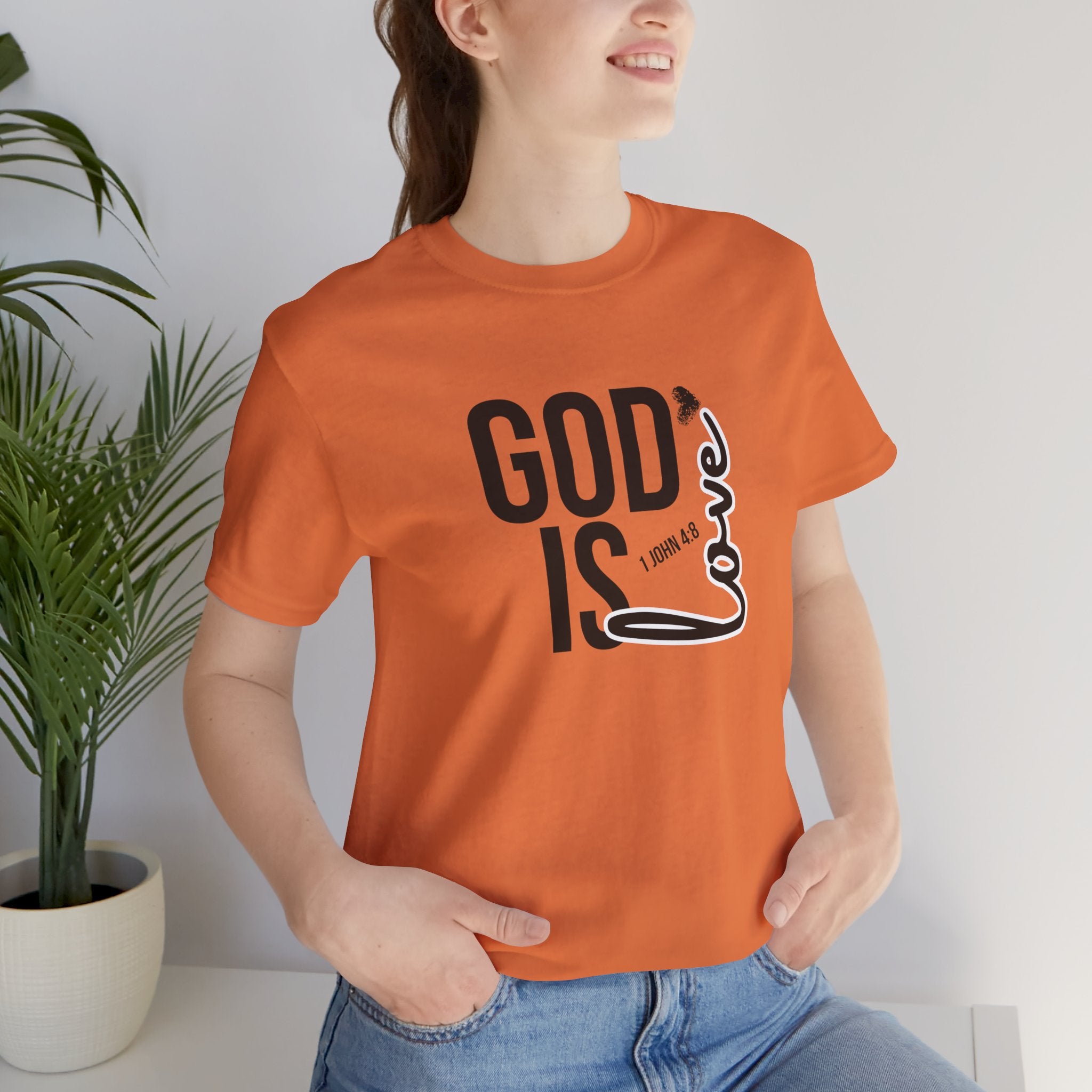 God Is Love T‑Shirt — Christian Faith Tee with Script Heart Design