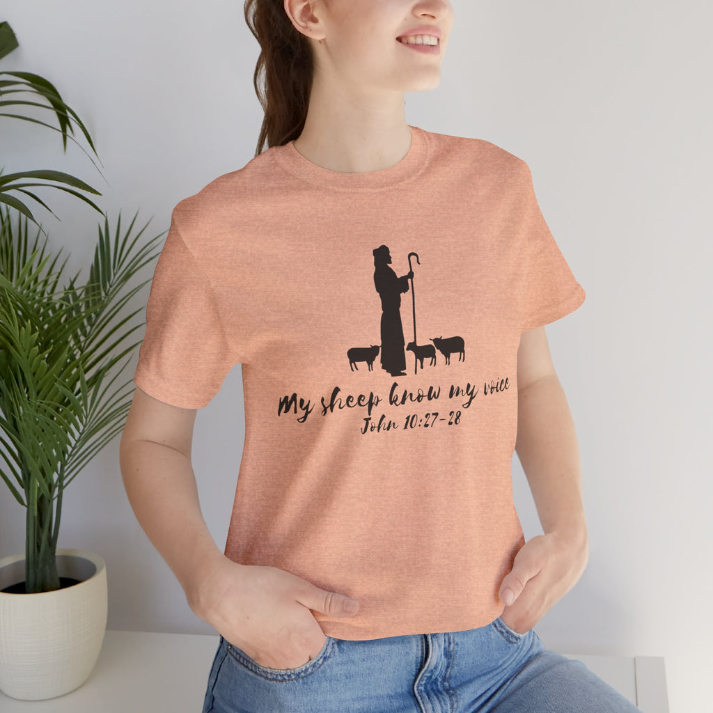 My Sheep Know My Voice shepherd silhouette T-Shirt | John 10:27 scripture