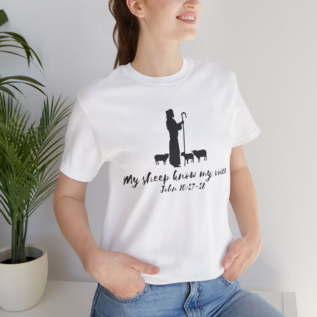 My Sheep Know My Voice shepherd silhouette T-Shirt | John 10:27 scripture
