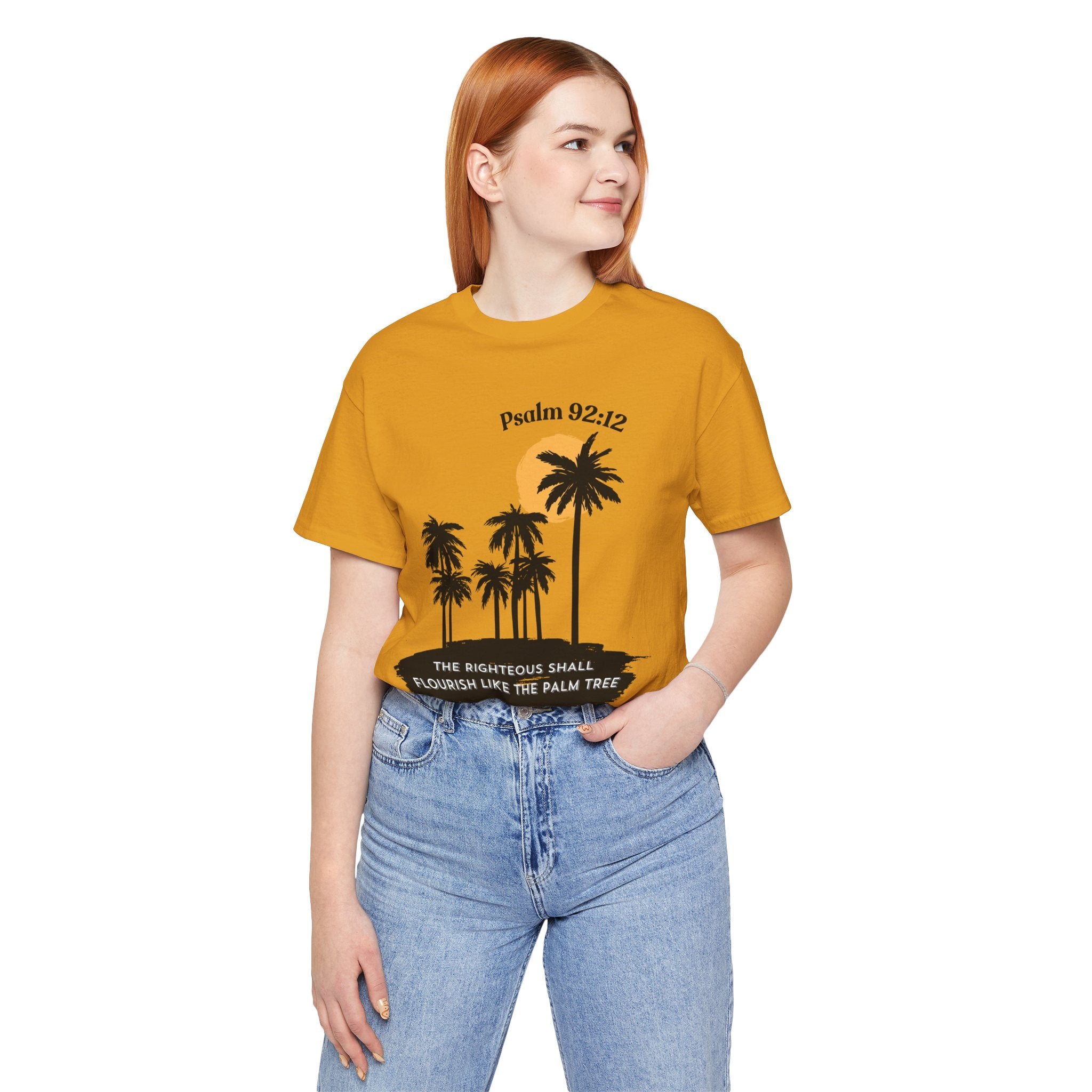 Psalm 92:12 Palm Tree Tee — "The Righteous Shall Flourish Like the Palm Tree" Christian T-Shirt