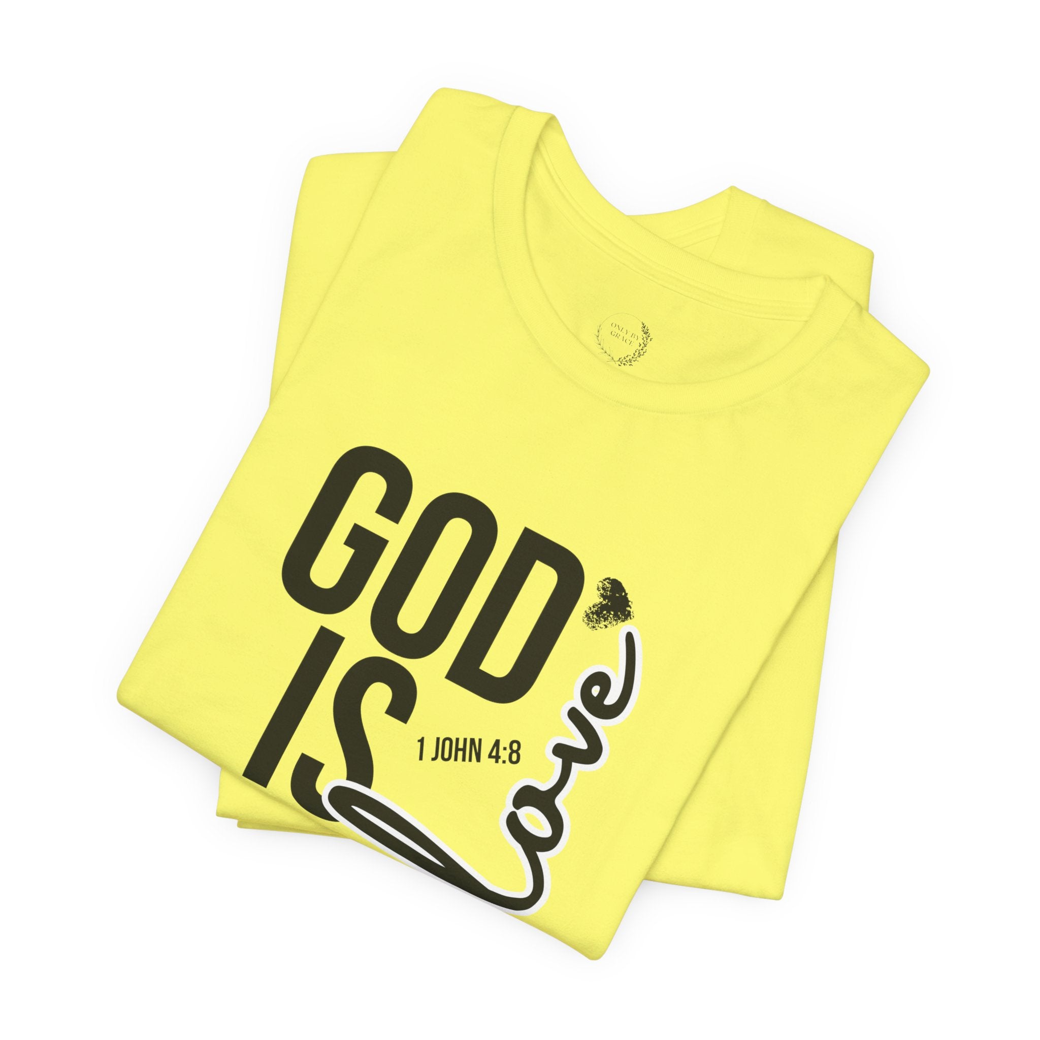 God Is Love T‑Shirt — Christian Faith Tee with Script Heart Design