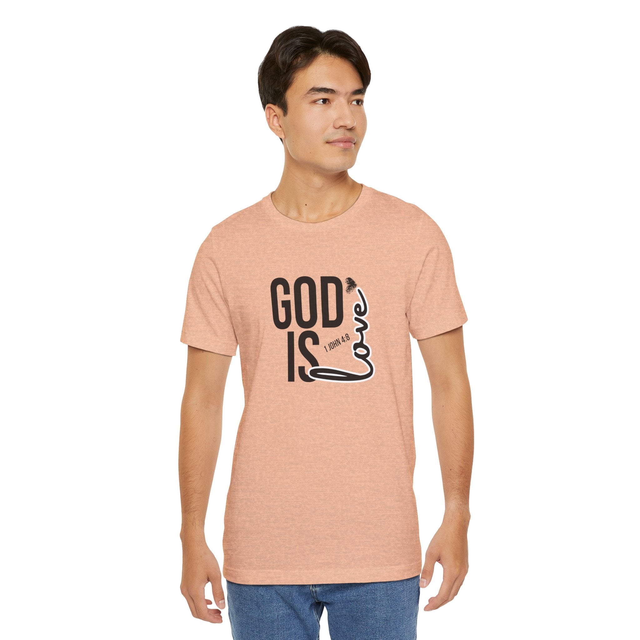 God Is Love T‑Shirt — Christian Faith Tee with Script Heart Design