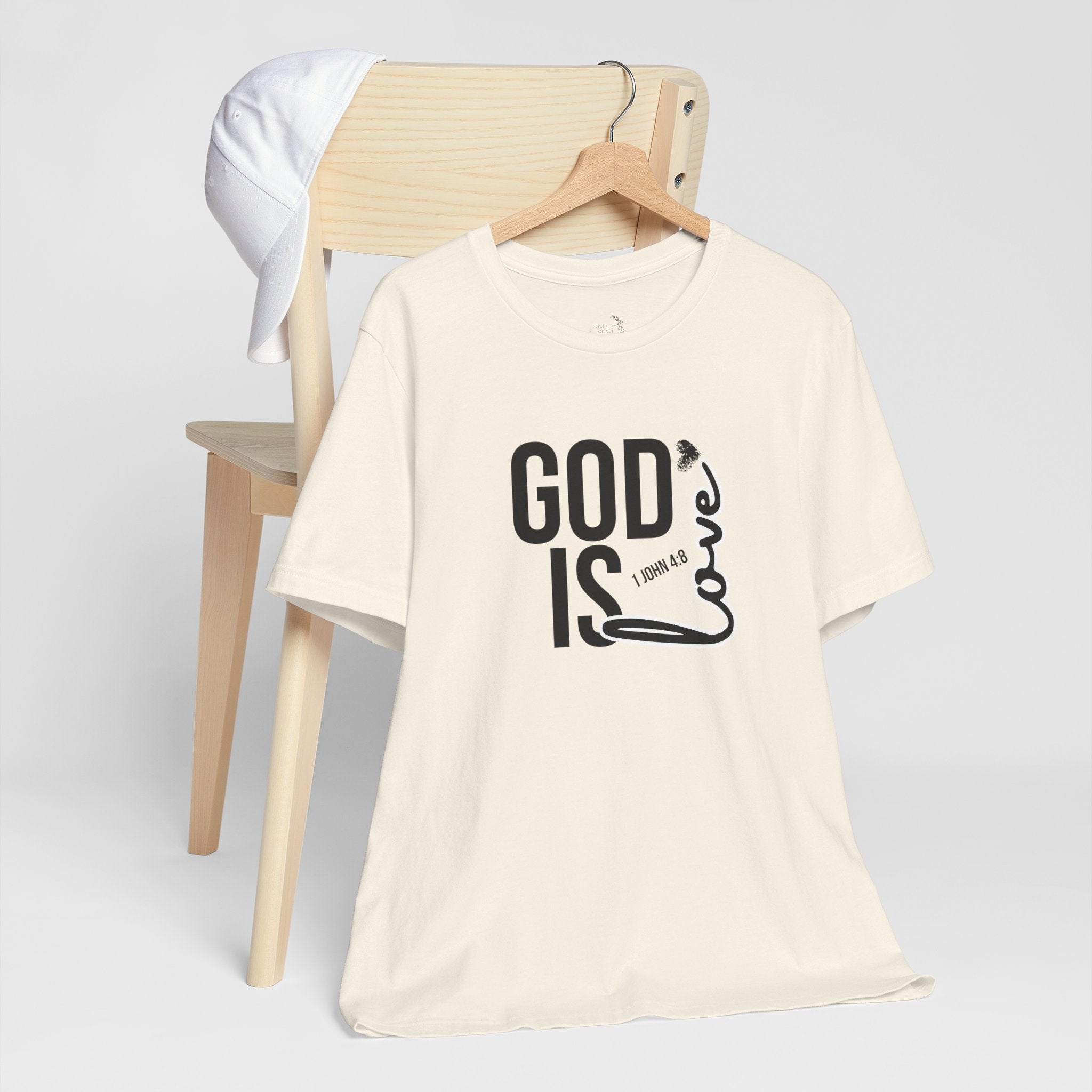God Is Love T‑Shirt — Christian Faith Tee with Script Heart Design