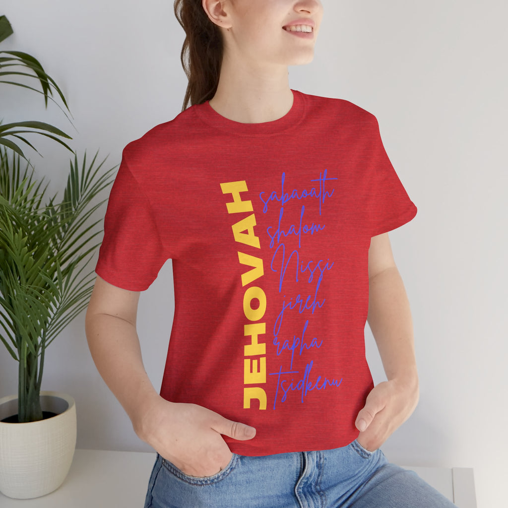 Jehovah Vertical Script T-Shirt | Faith Typography Christian Tee