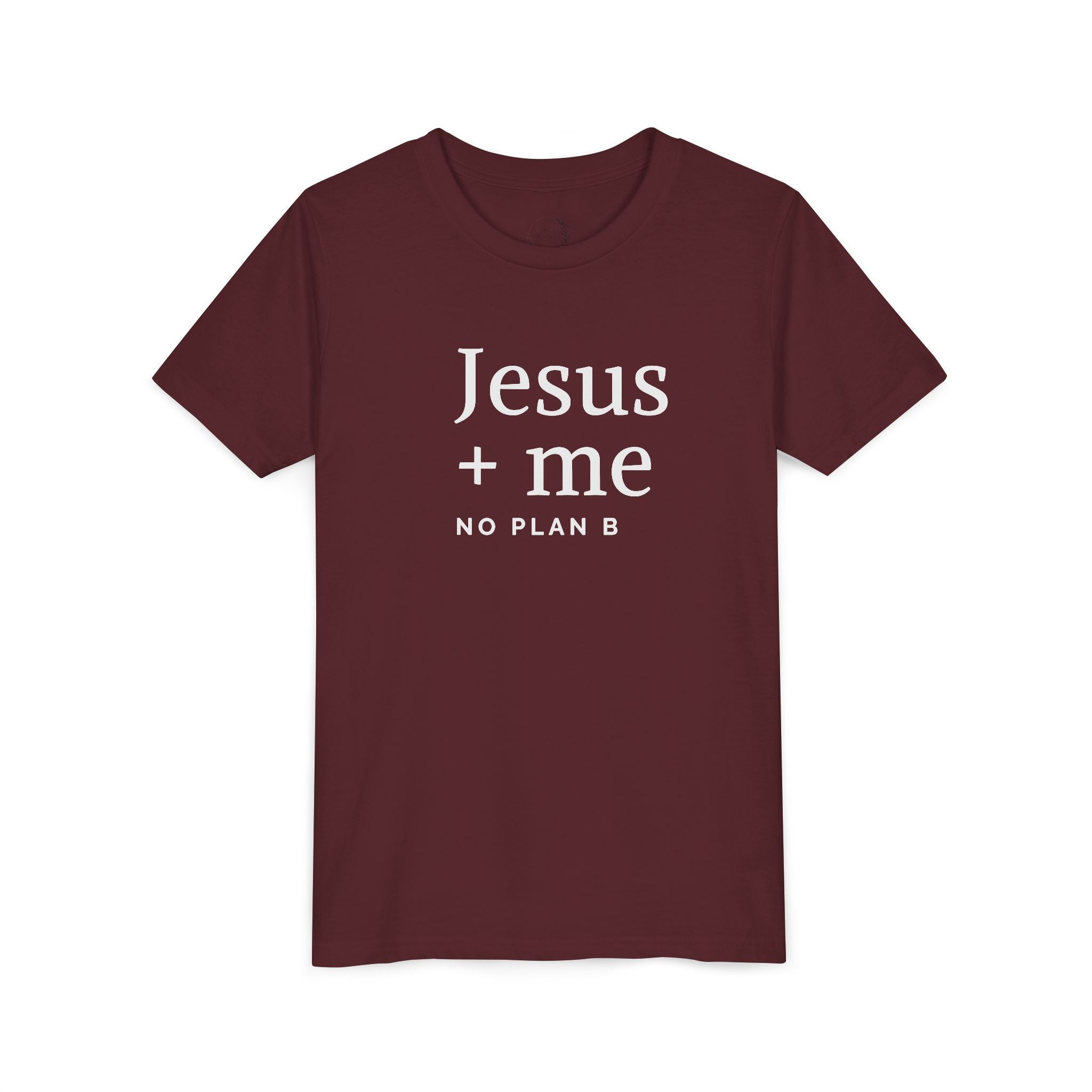 Kids Tee — "Jesus + Me No Plan B" Christian Graphic Shirt