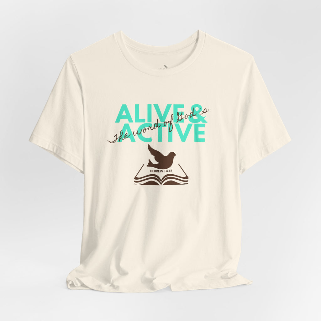 Alive & Active sword wings T-Shirt | Hebrews 4:12 scripture design