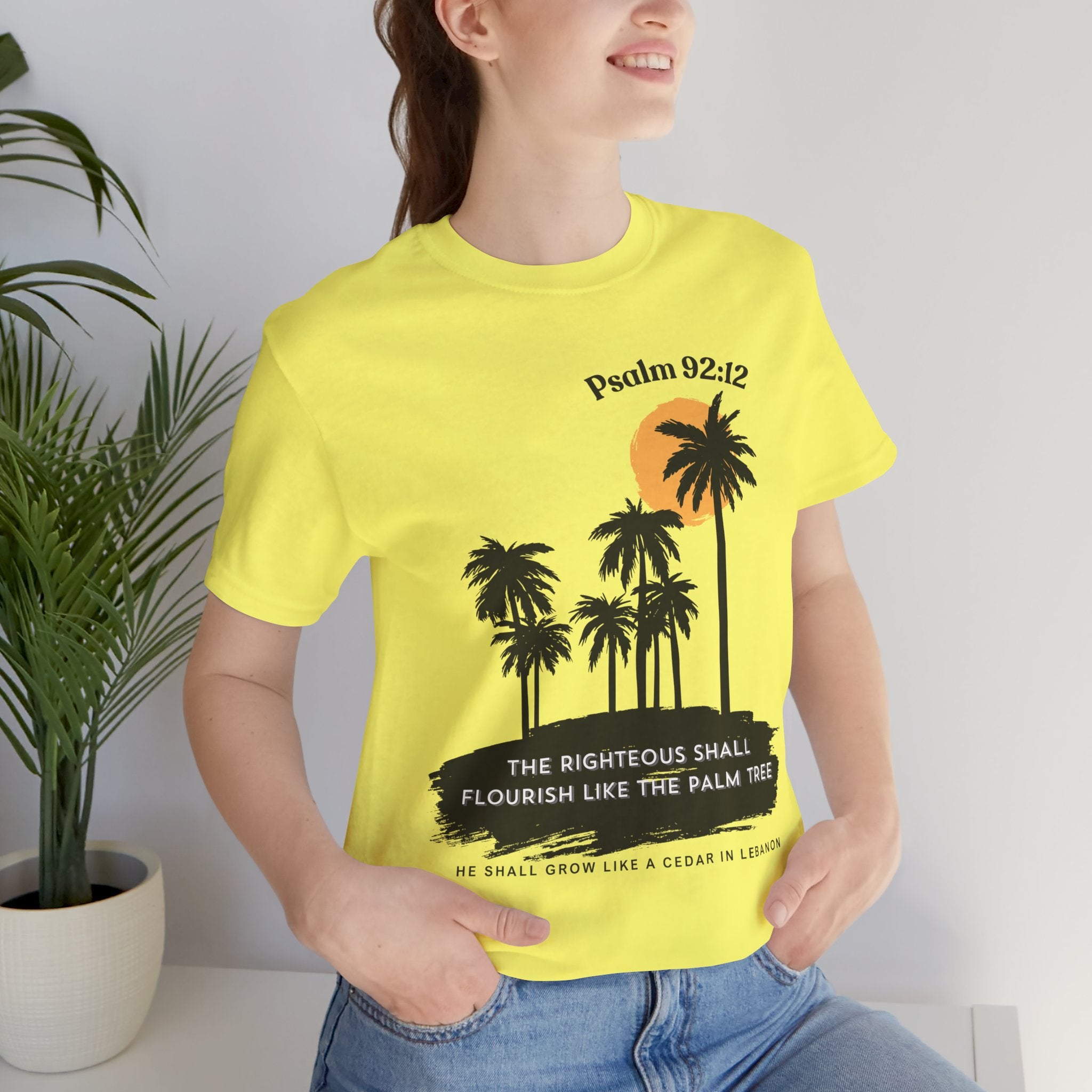 Psalm 92:12 Palm Tree Tee — "The Righteous Shall Flourish Like the Palm Tree" Christian T-Shirt