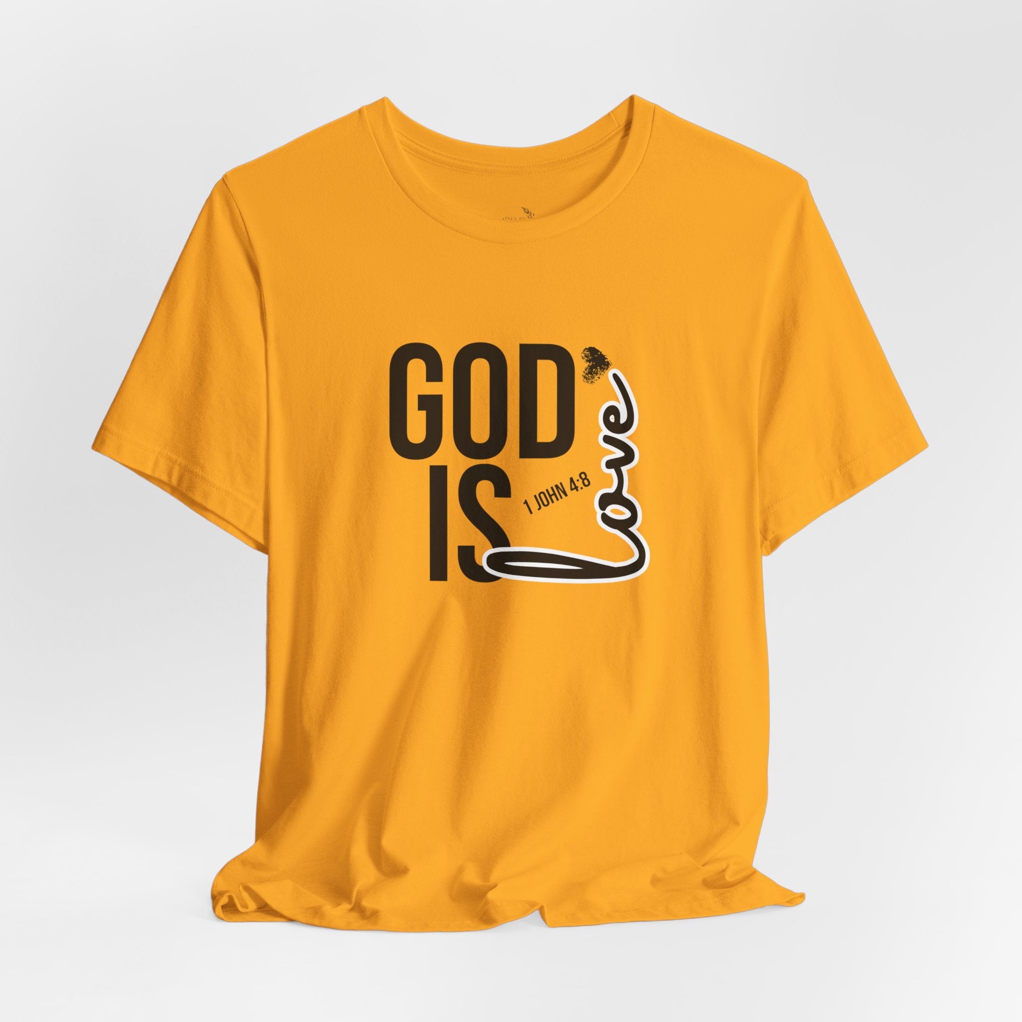 God Is Love T‑Shirt — Christian Faith Tee with Script Heart Design