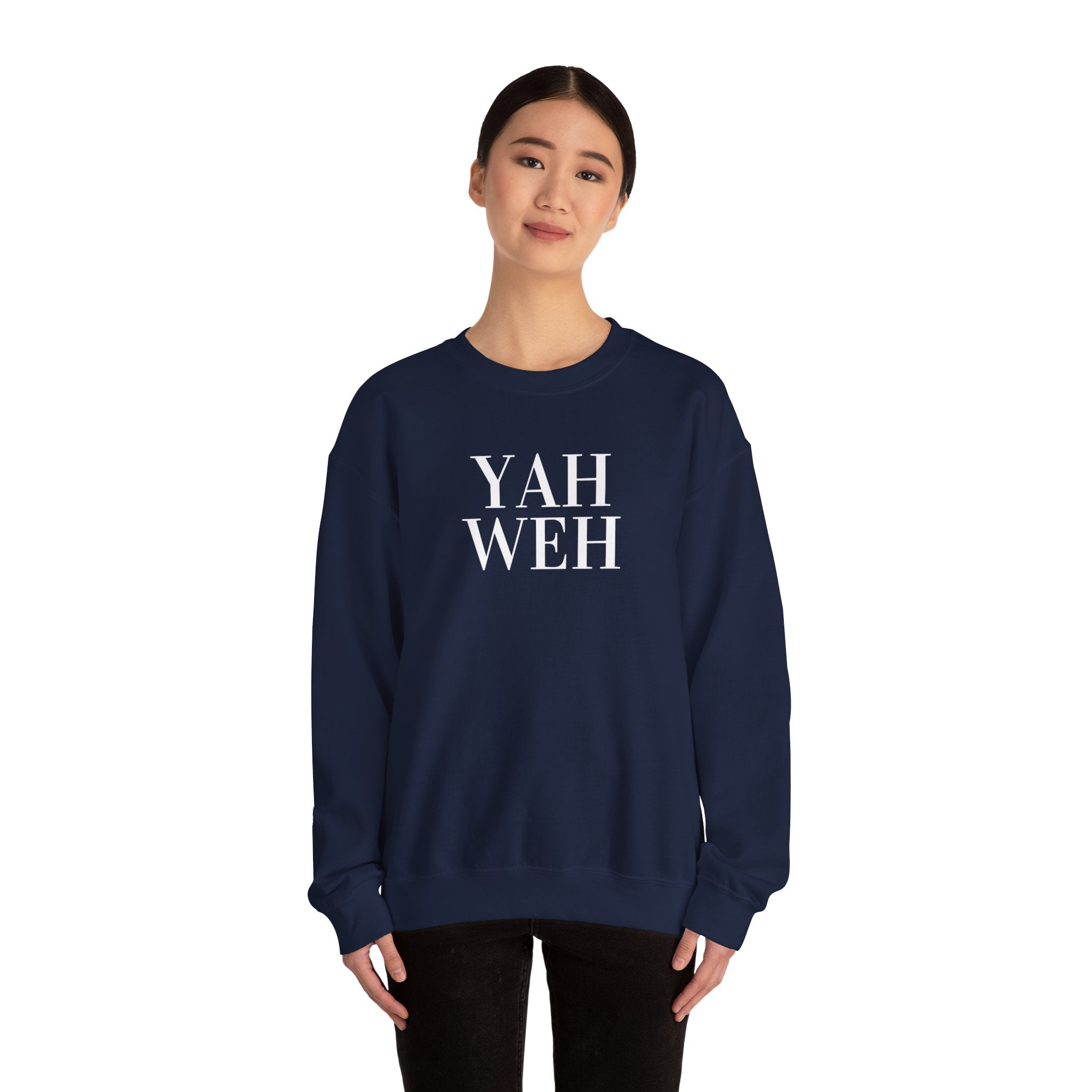 YAHWEH Minimalist Typography Sweatshirt | Religious Faith Crewneck