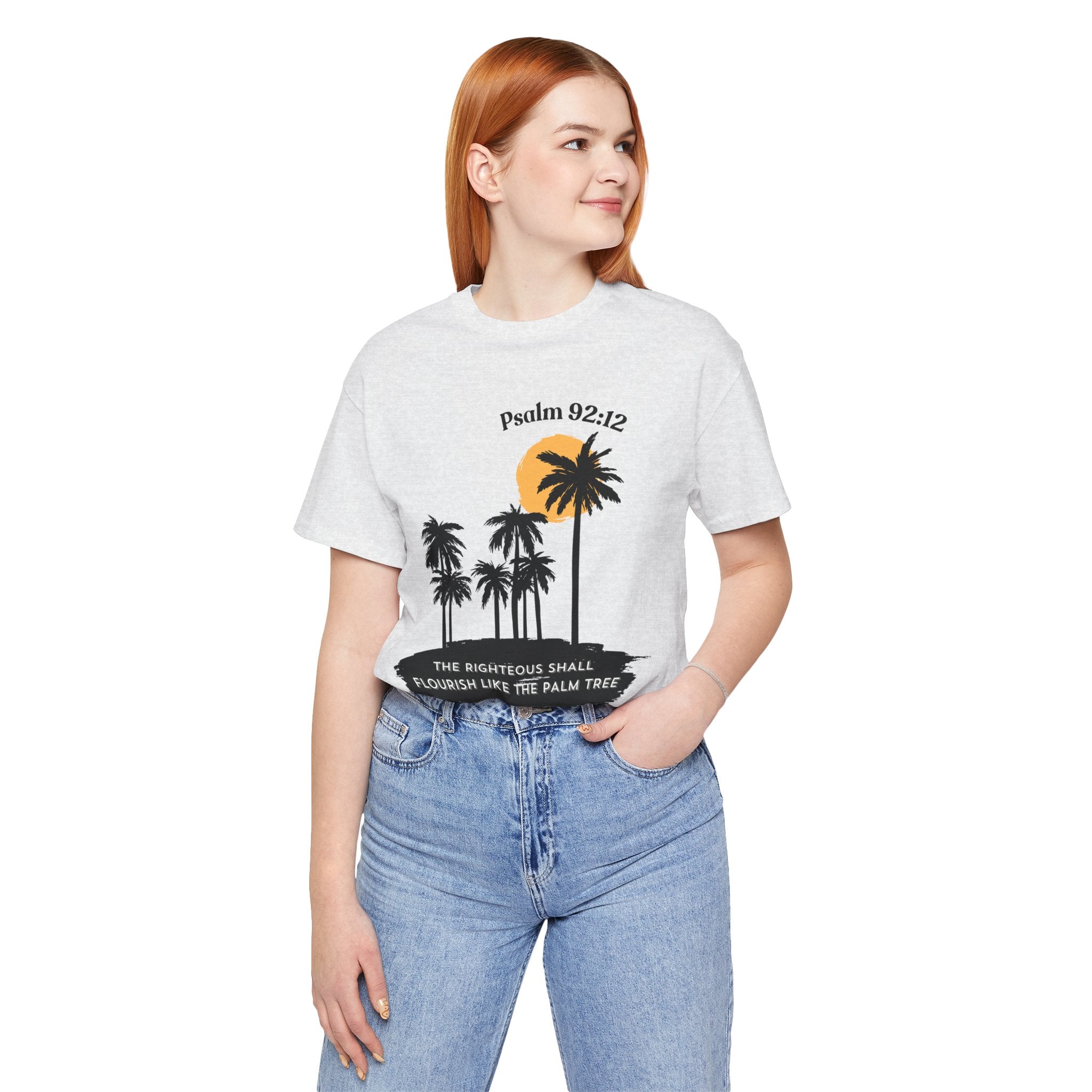 Psalm 92:12 Palm Tree Tee — "The Righteous Shall Flourish Like the Palm Tree" Christian T-Shirt