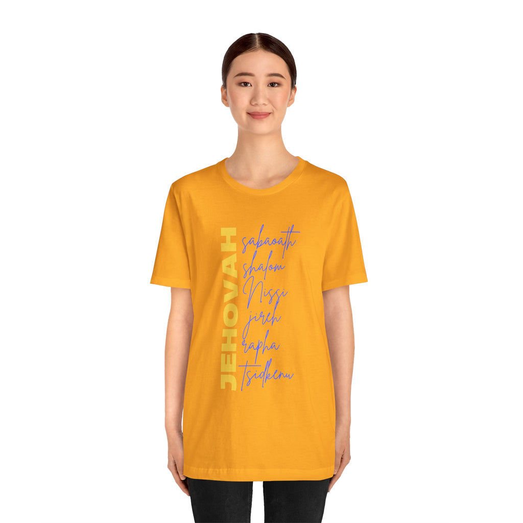 Jehovah Vertical Script T-Shirt | Faith Typography Christian Tee
