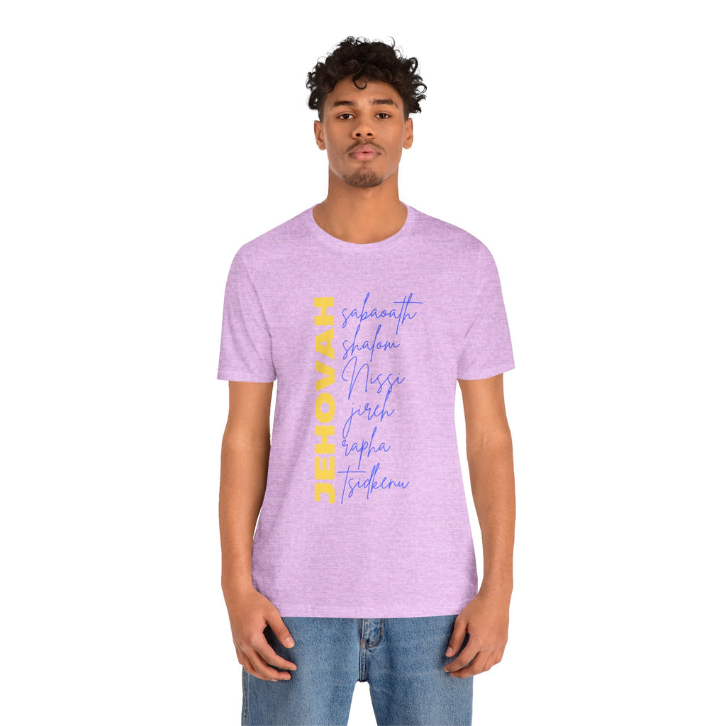 Jehovah Vertical Script T-Shirt | Faith Typography Christian Tee