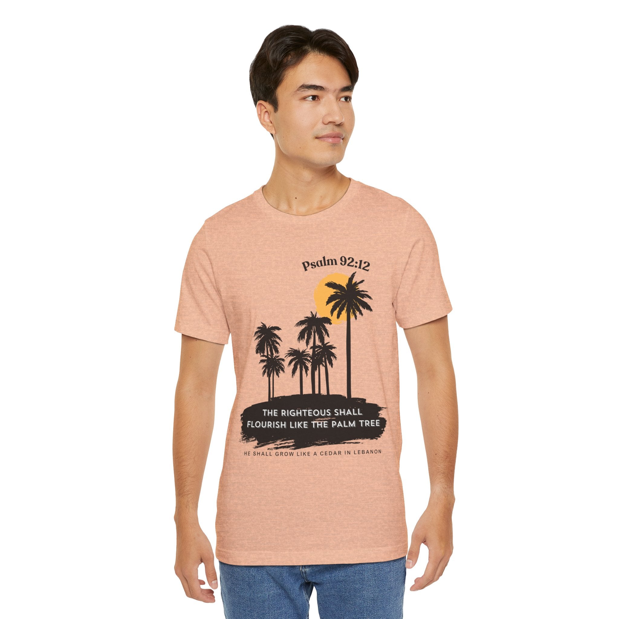 Psalm 92:12 Palm Tree Tee — "The Righteous Shall Flourish Like the Palm Tree" Christian T-Shirt