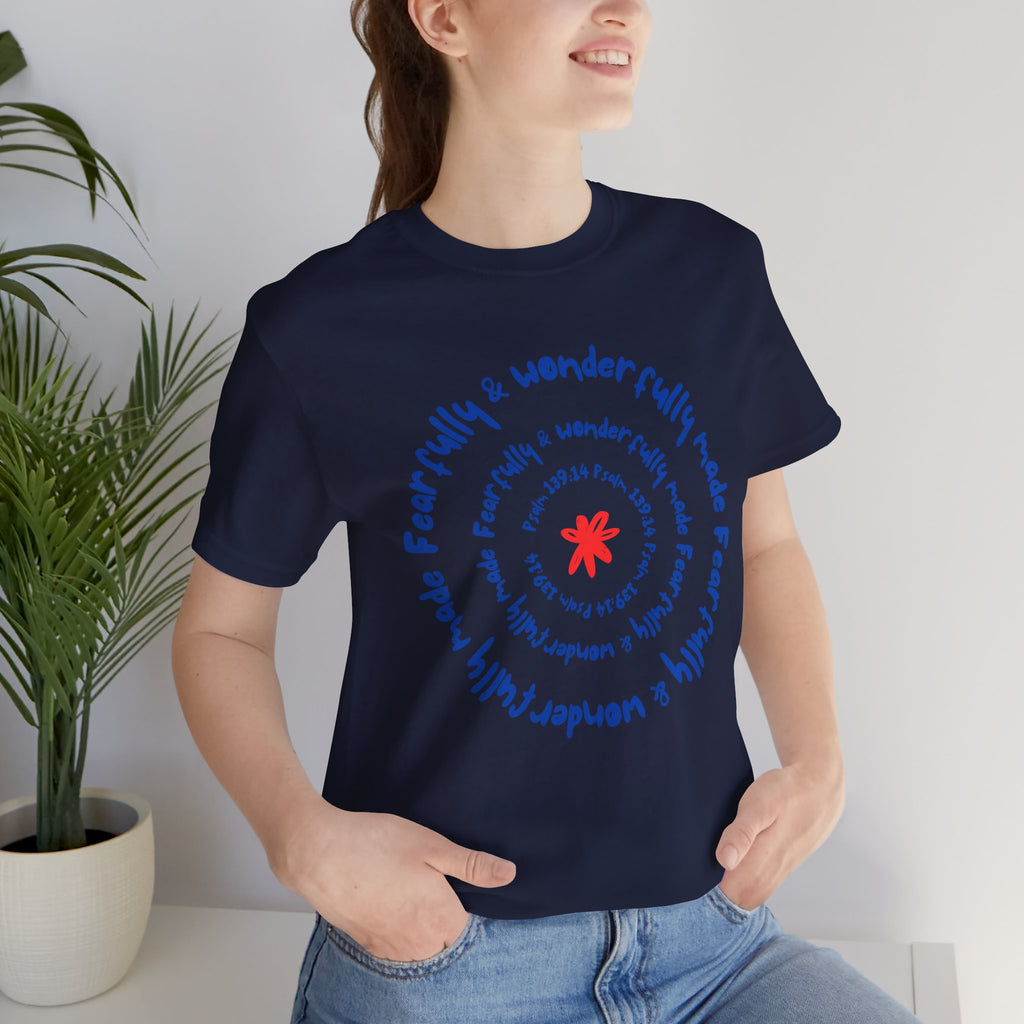 T-Shirt — 'Fearfully & Wonderfully Made' Spiral Design