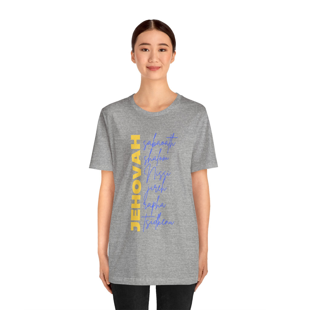 Jehovah Vertical Script T-Shirt | Faith Typography Christian Tee