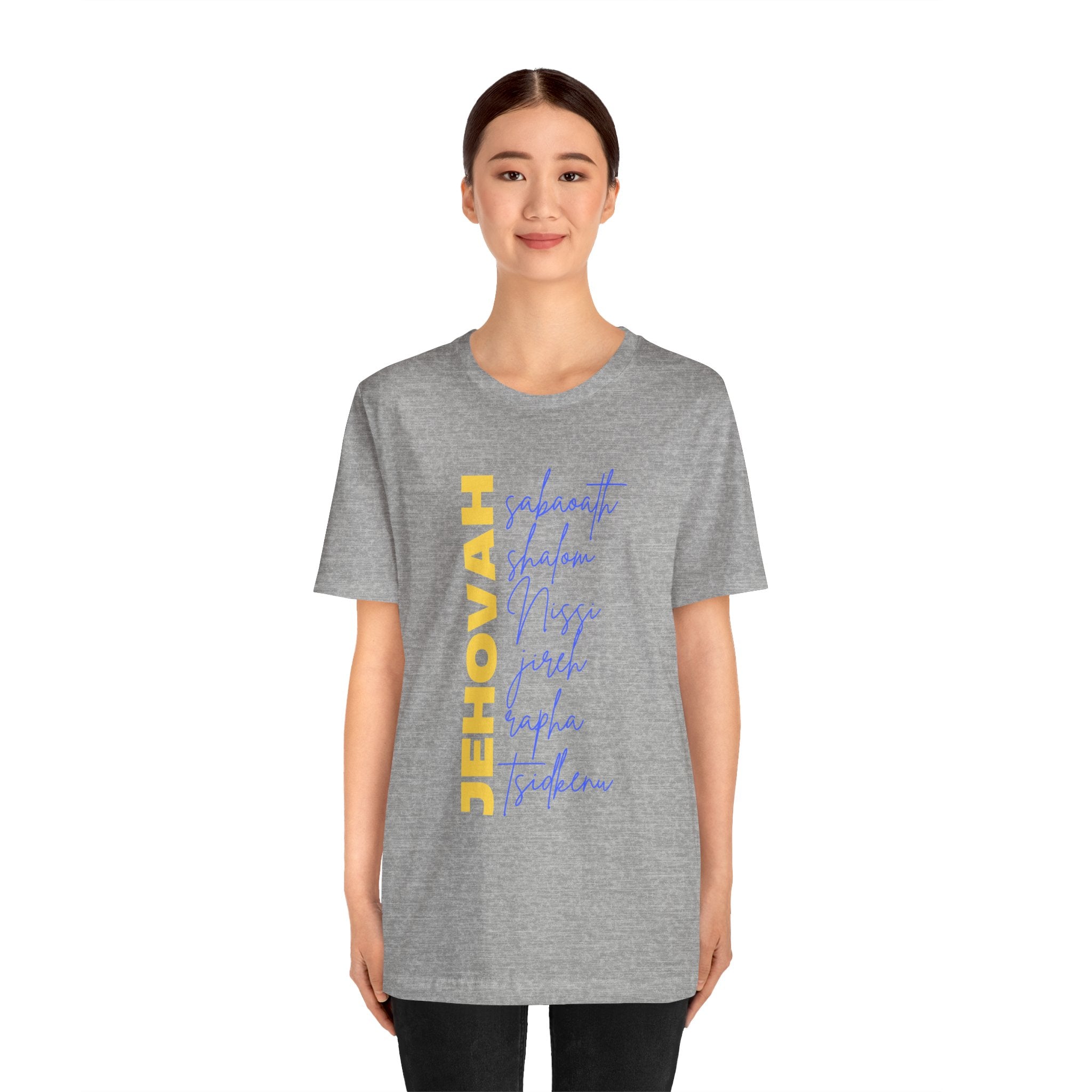 Jehovah Vertical Script T-Shirt | Faith Typography Christian Tee