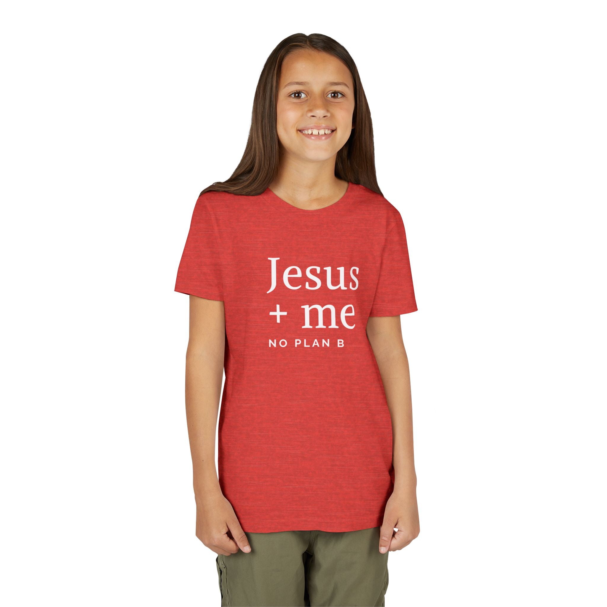 Kids Tee — "Jesus + Me No Plan B" Christian Graphic Shirt