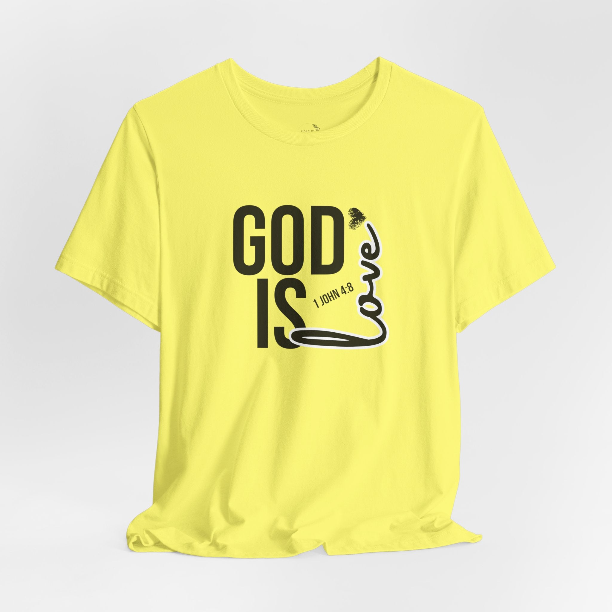 God Is Love T‑Shirt — Christian Faith Tee with Script Heart Design