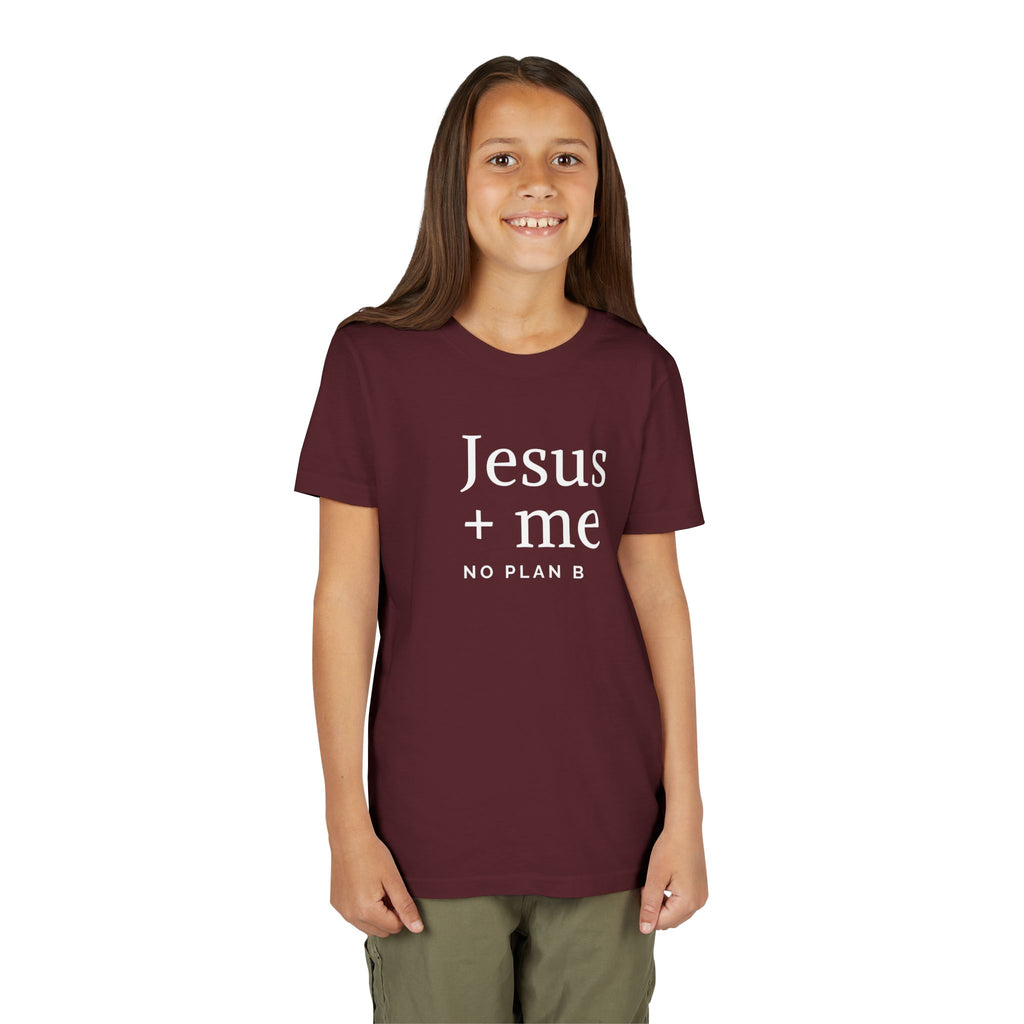 Kids Tee — "Jesus + Me No Plan B" Christian Graphic Shirt