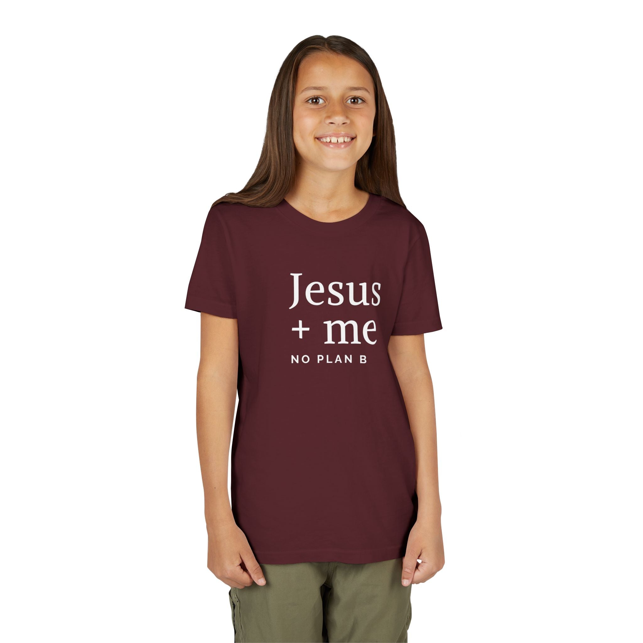 Kids Tee — "Jesus + Me No Plan B" Christian Graphic Shirt