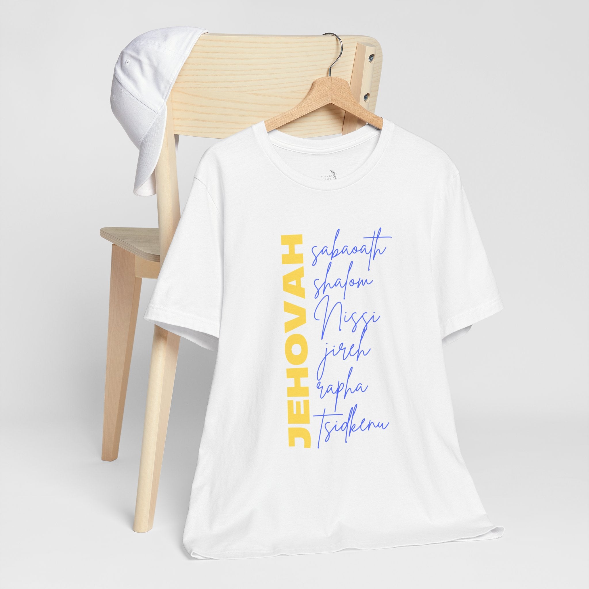 Jehovah Vertical Script T-Shirt | Faith Typography Christian Tee