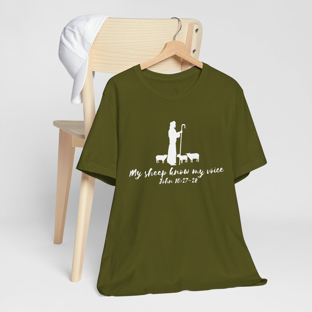 My Sheep Know My Voice shepherd silhouette T-Shirt | John 10:27 scripture