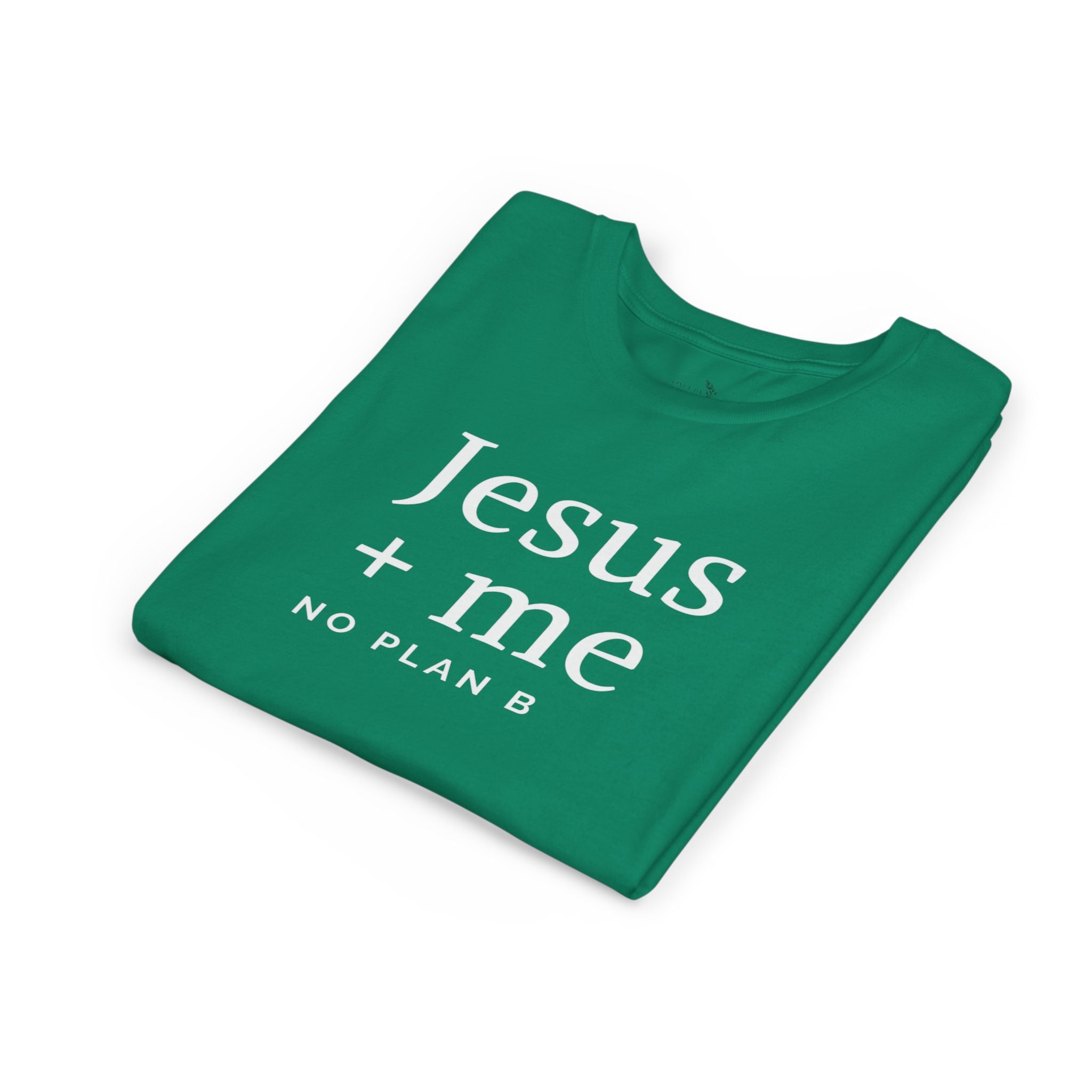 Kids Tee — "Jesus + Me No Plan B" Christian Graphic Shirt