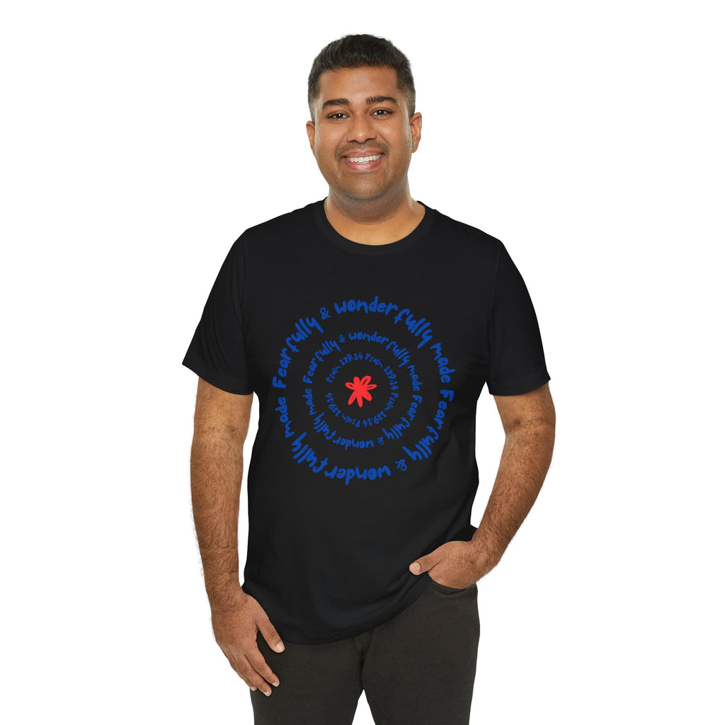 T-Shirt — 'Fearfully & Wonderfully Made' Spiral Design
