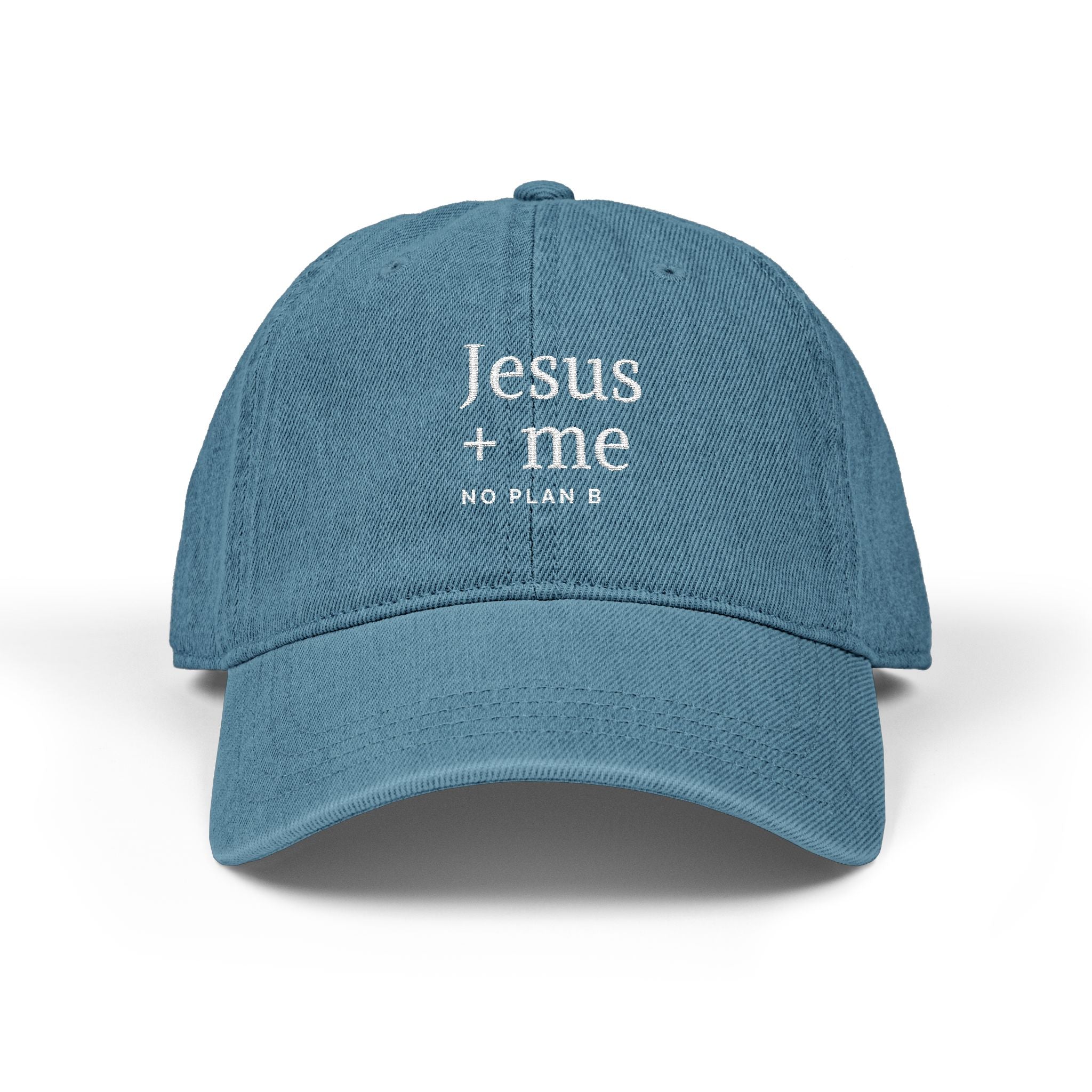 Embroidered Black Hat — "Jesus + Me No Plan B" Christian Baseball Cap