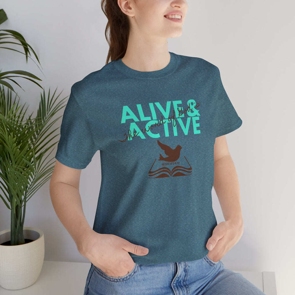 Alive & Active sword wings T-Shirt | Hebrews 4:12 scripture design