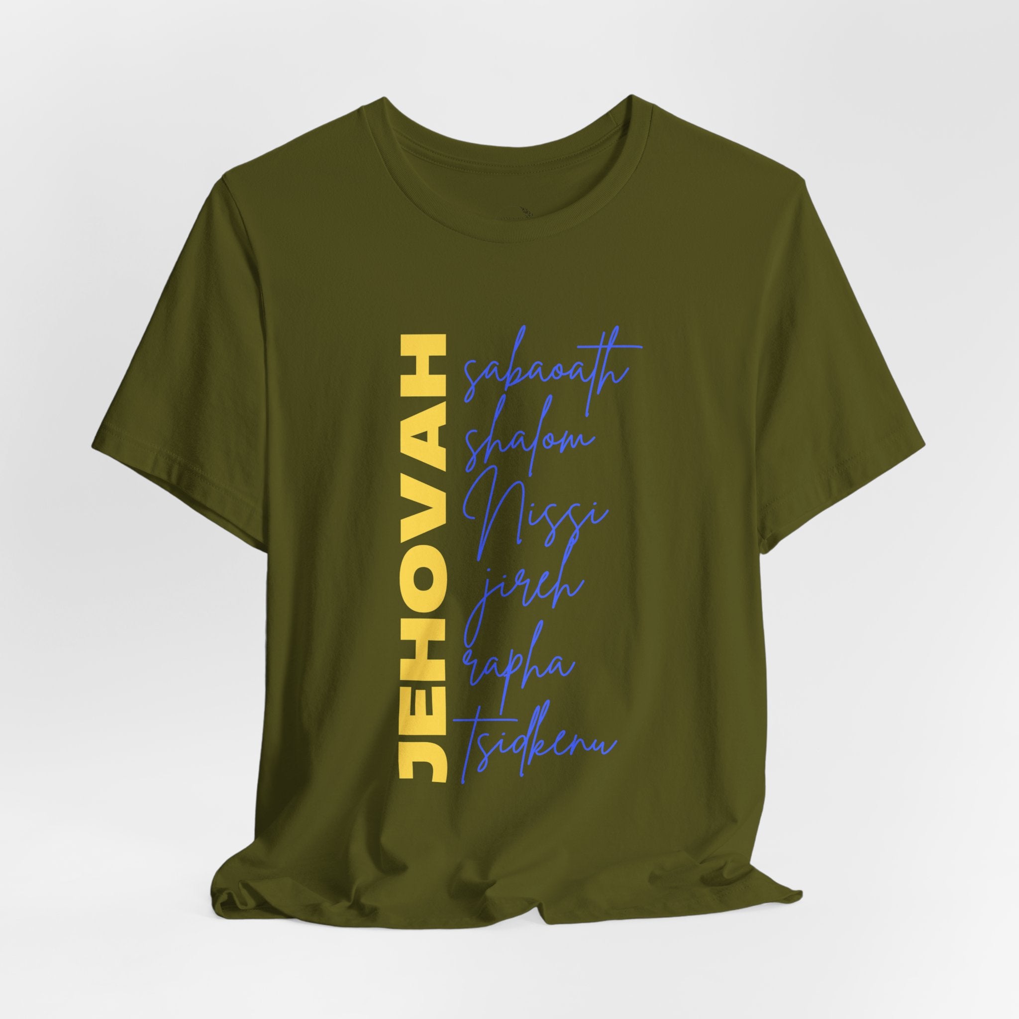 Jehovah Vertical Script T-Shirt | Faith Typography Christian Tee