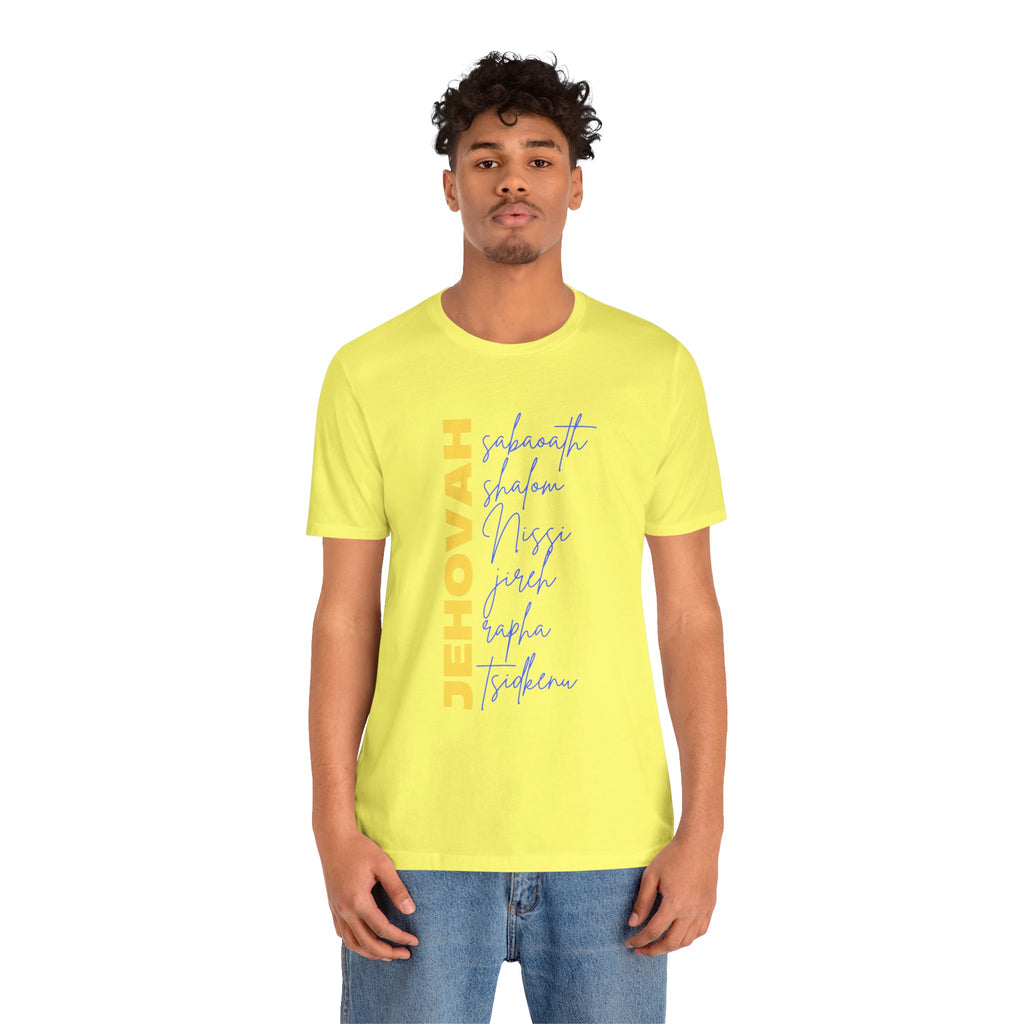 Jehovah Vertical Script T-Shirt | Faith Typography Christian Tee