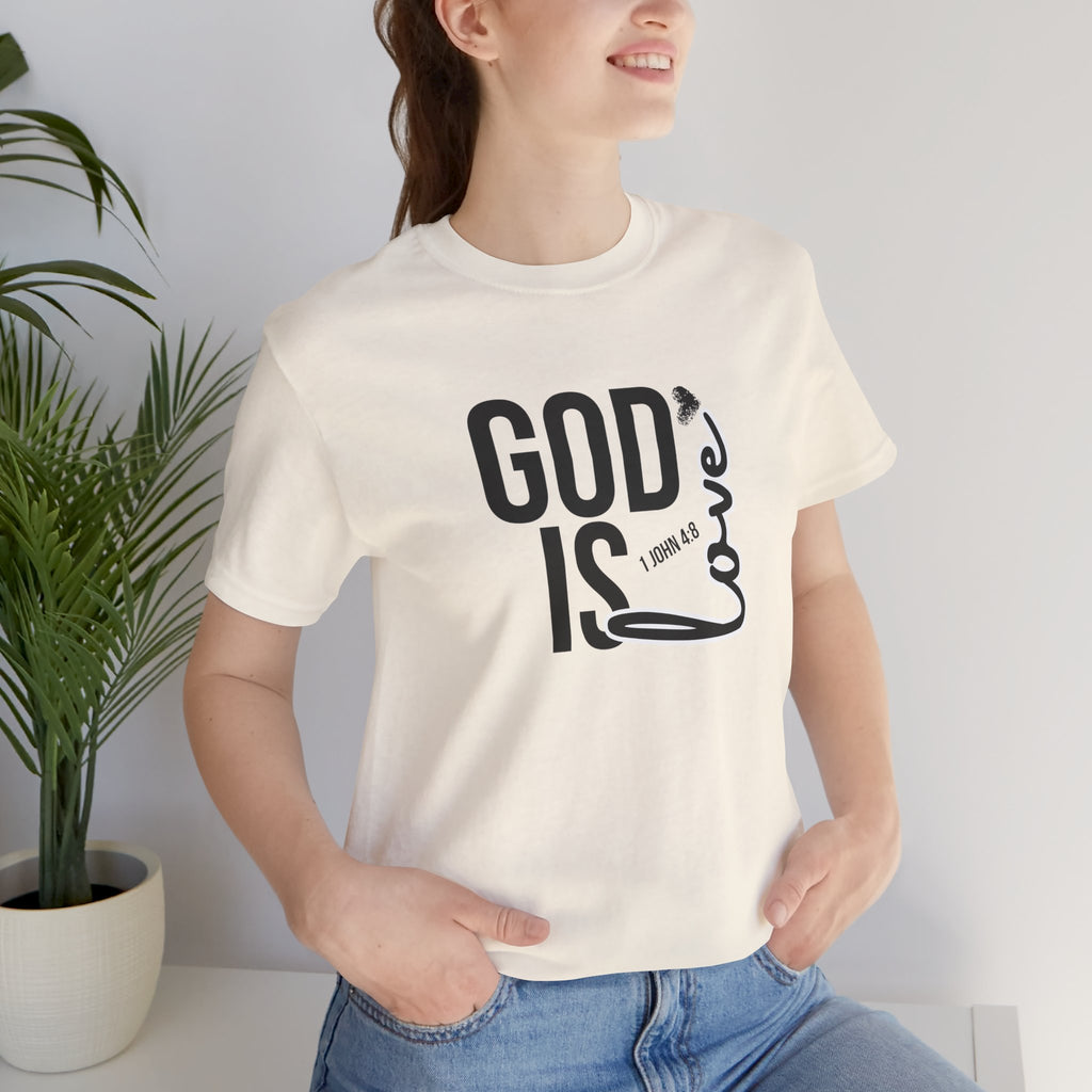 God Is Love T‑Shirt — Christian Faith Tee with Script Heart Design