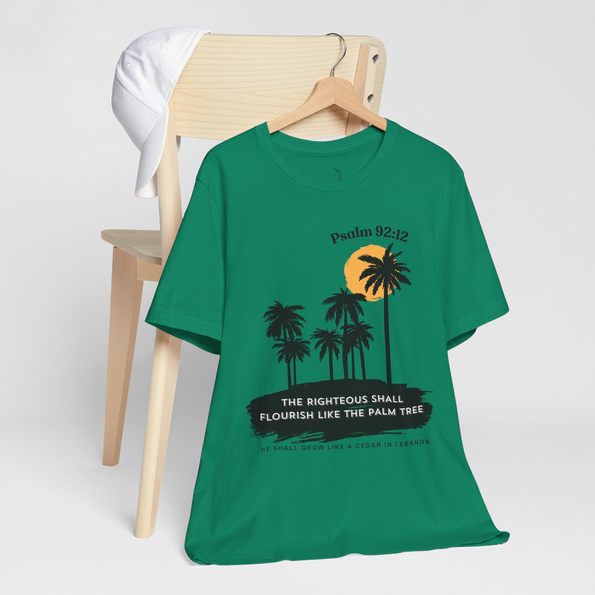 Psalm 92:12 Palm Tree Tee — "The Righteous Shall Flourish Like the Palm Tree" Christian T-Shirt