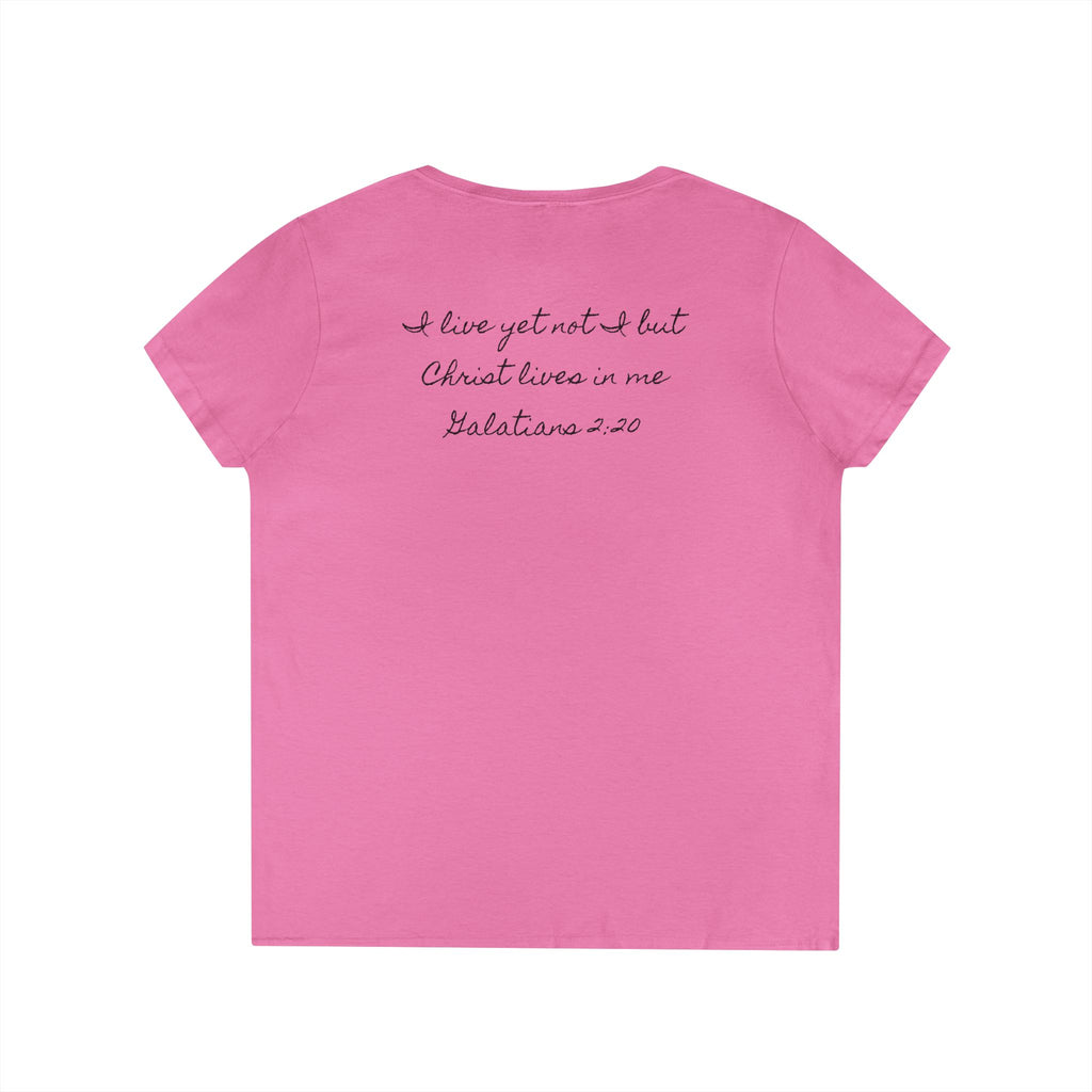 Jesus + Me V-Neck Tee — No Plan B Christian Women’s T-Shirt with Cross Back Design