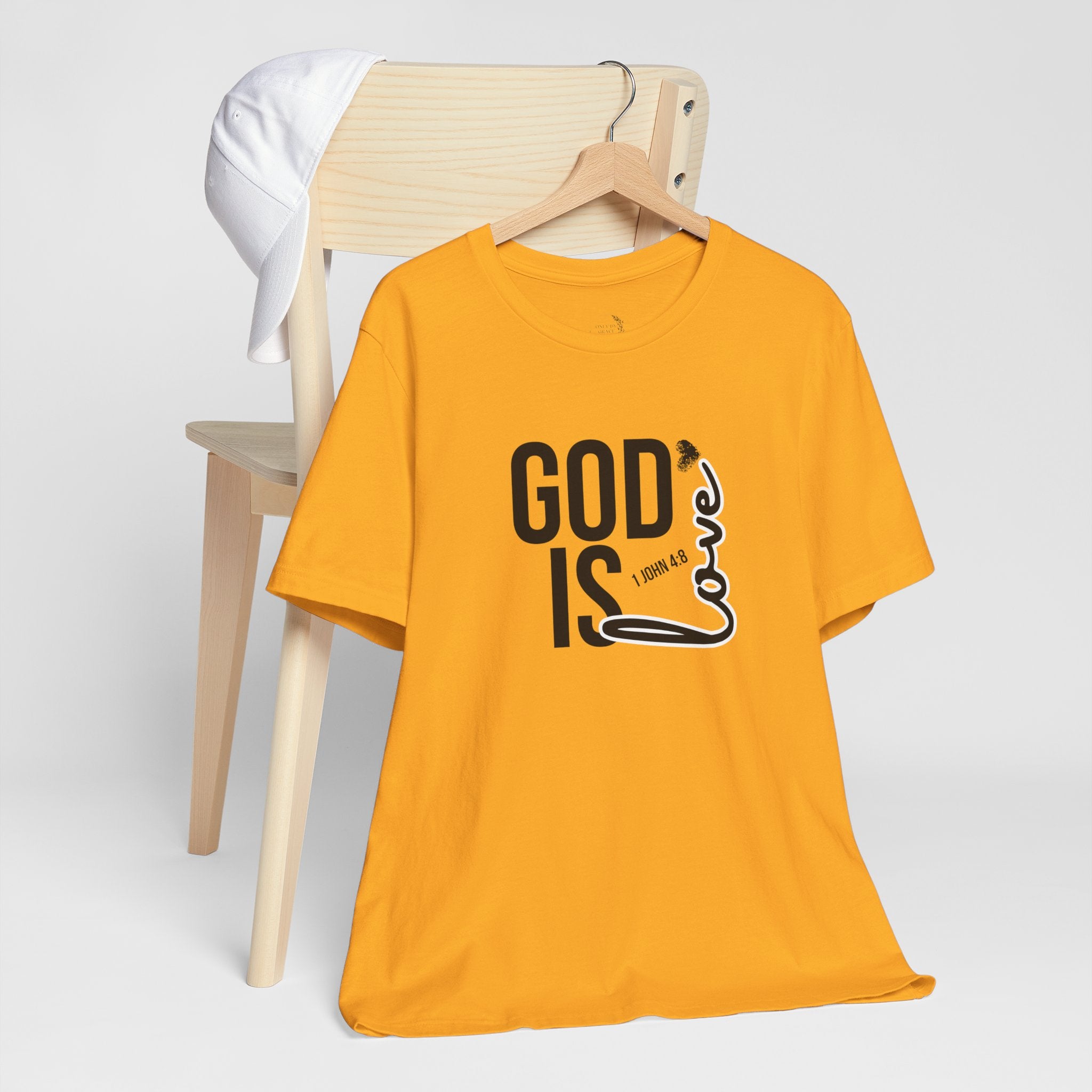 God Is Love T‑Shirt — Christian Faith Tee with Script Heart Design