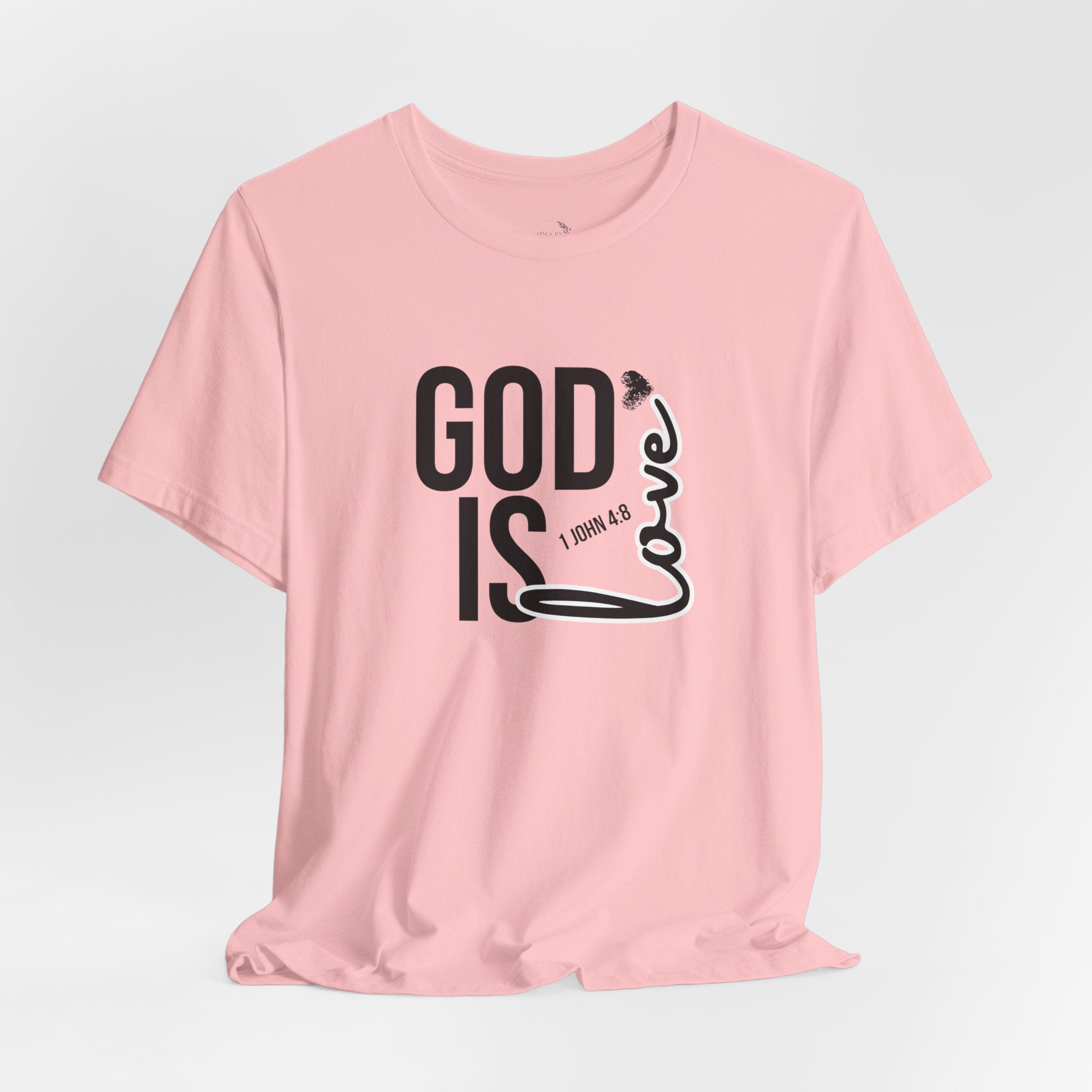 God Is Love T‑Shirt — Christian Faith Tee with Script Heart Design