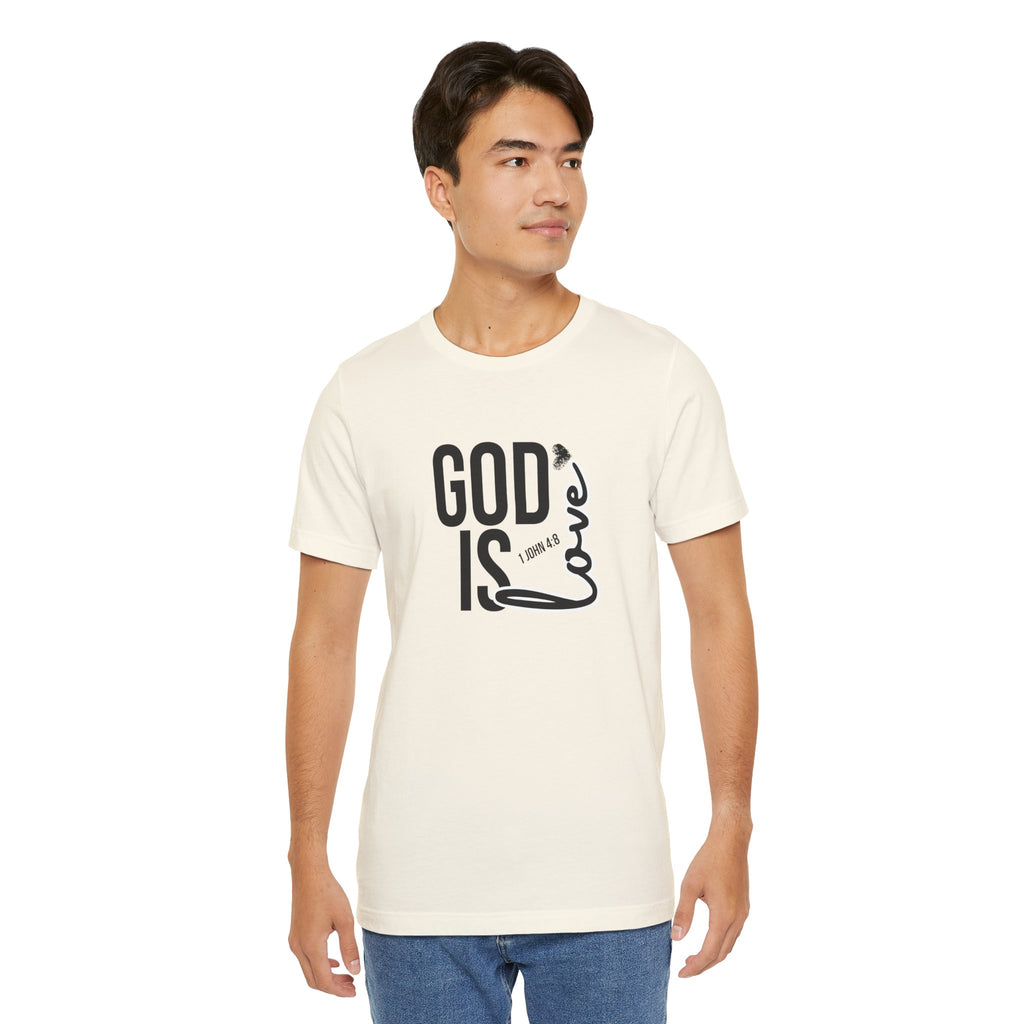 God Is Love T‑Shirt — Christian Faith Tee with Script Heart Design
