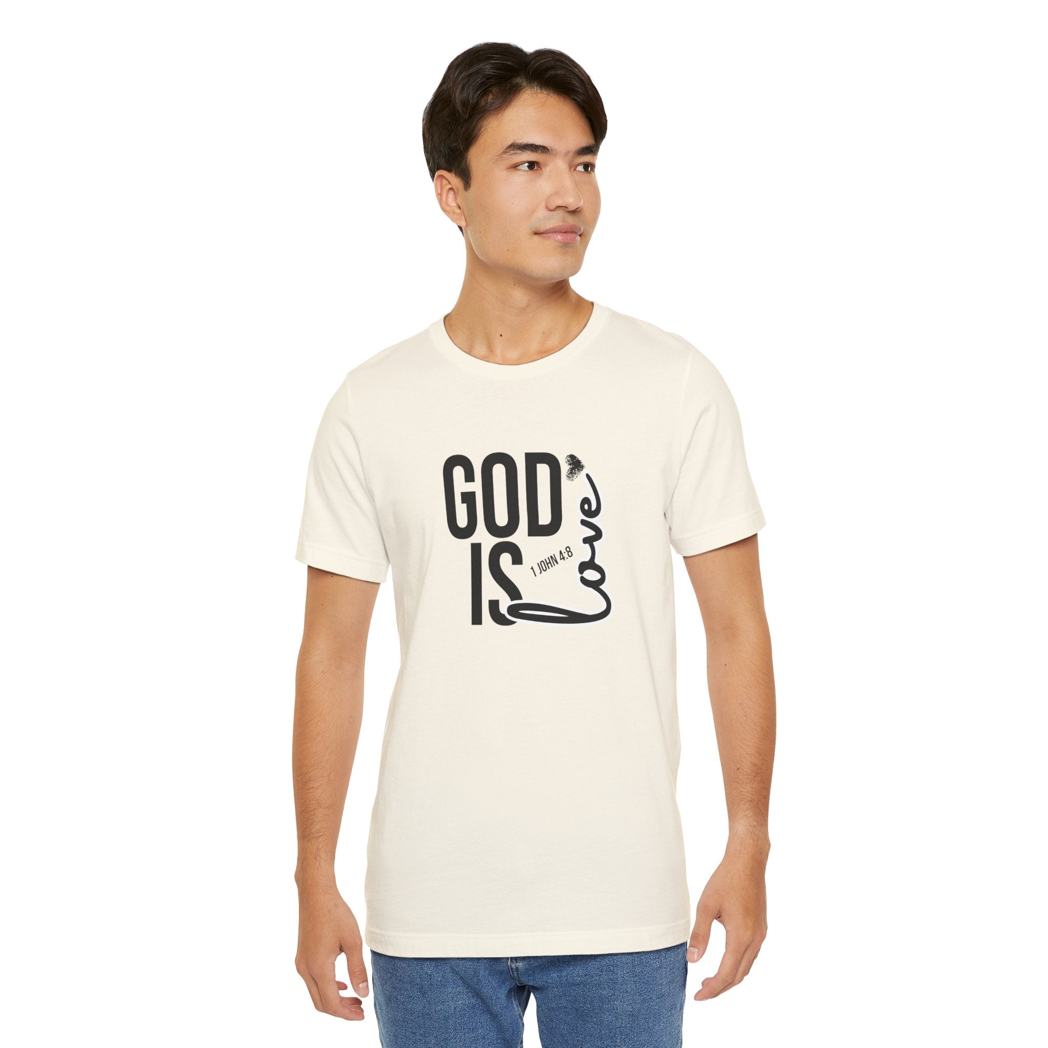 God Is Love T‑Shirt — Christian Faith Tee with Script Heart Design